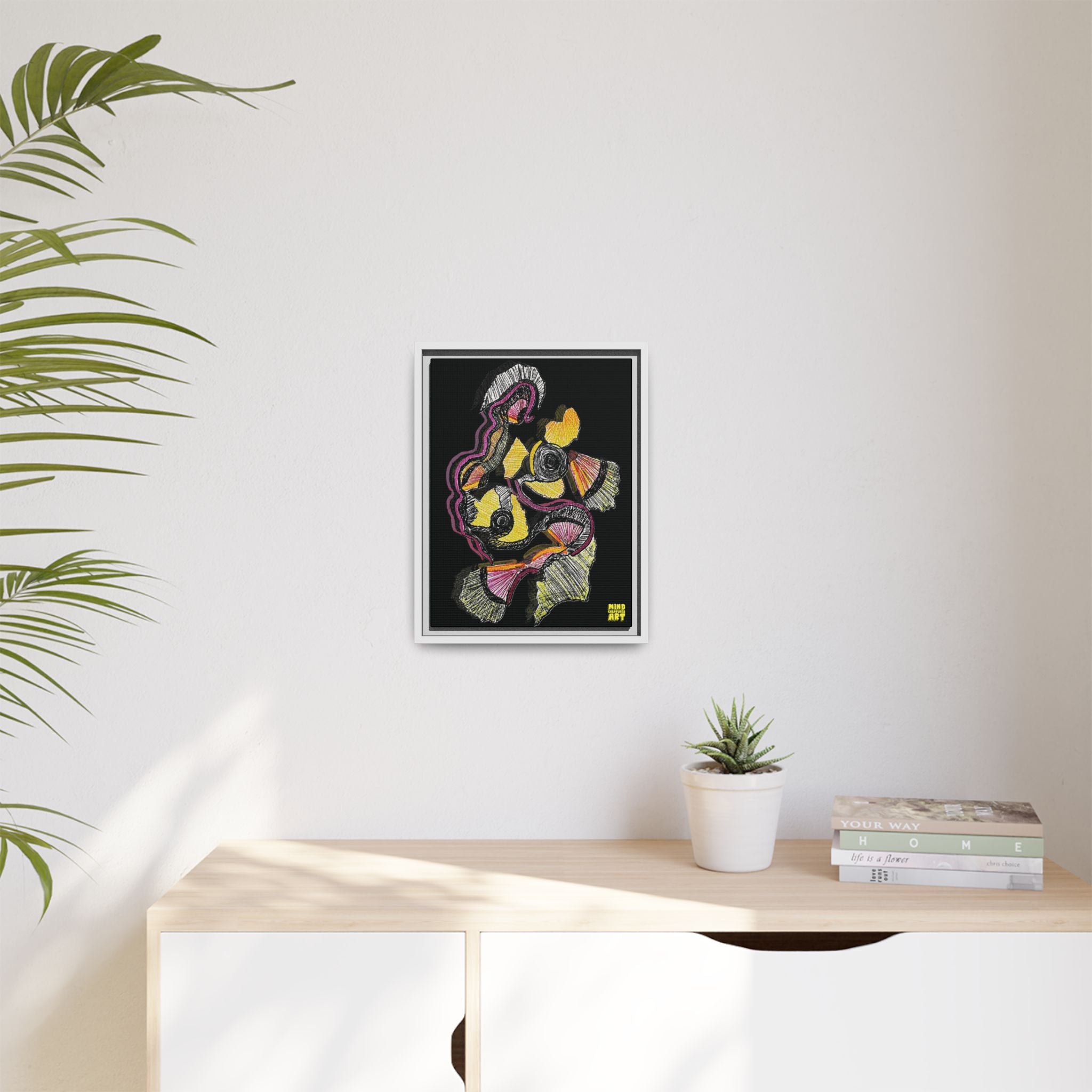 Crimson Teacher (Black Background) Matte Canvas, Framed