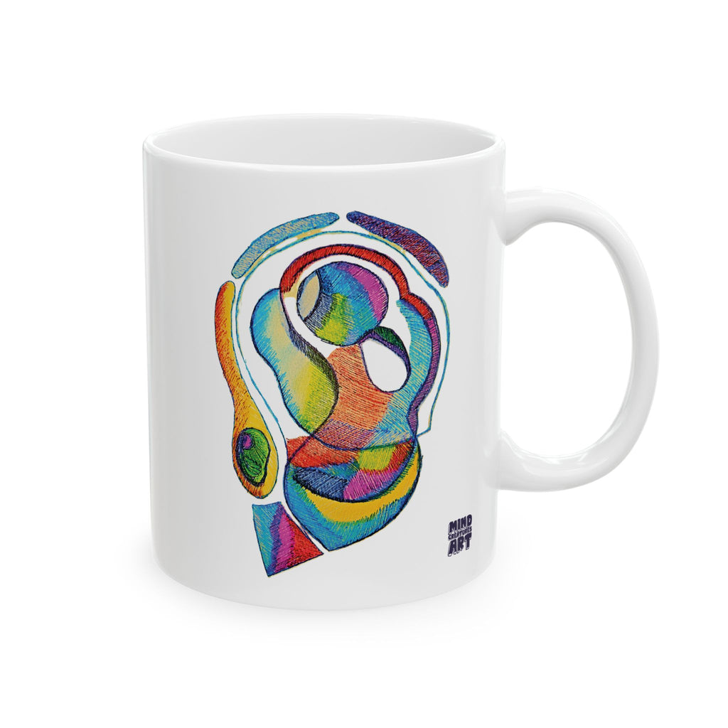 Cyclical White Ceramic Mug, (11oz, 15oz)