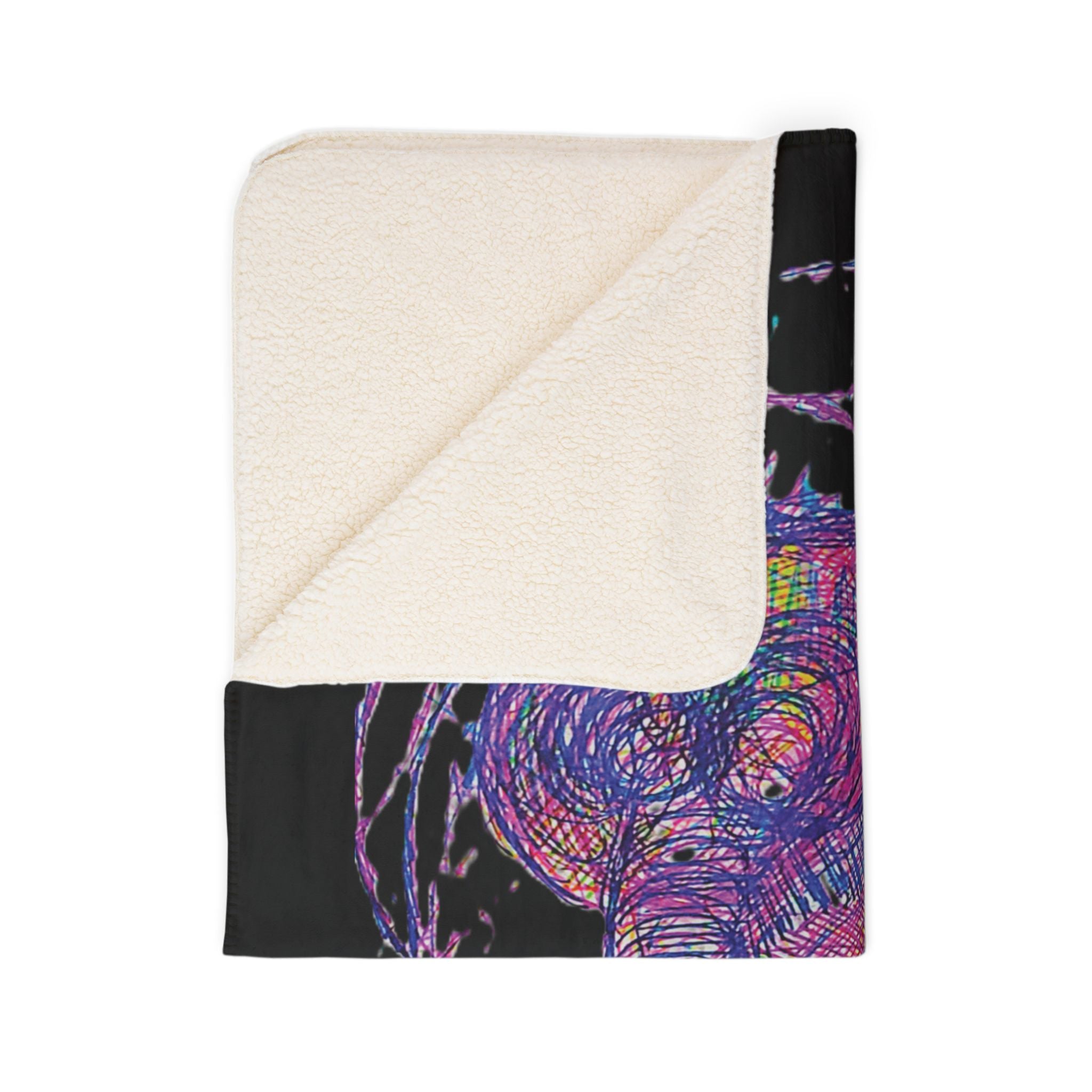 Spiraling (Black Background) Fleece Sherpa Blanket