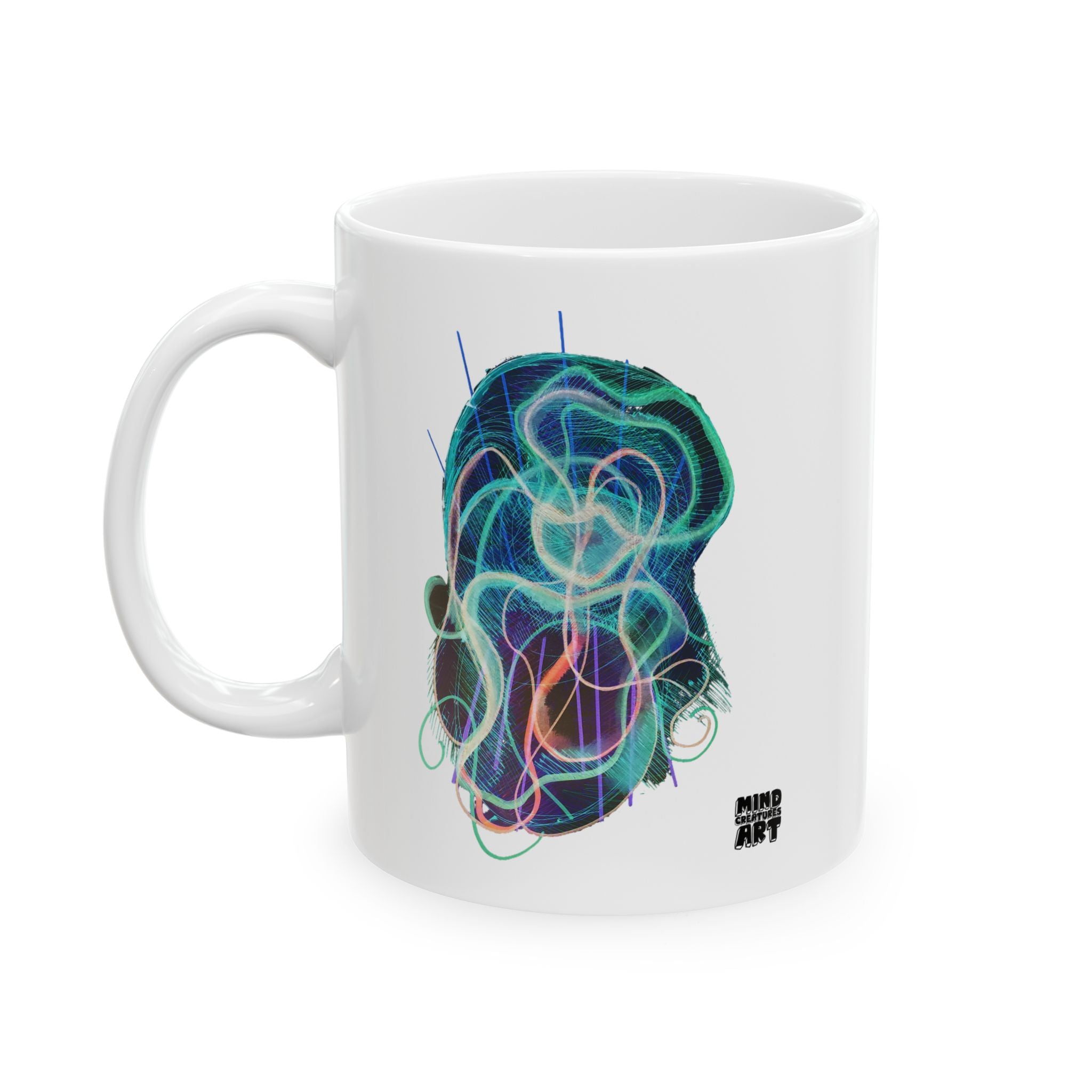 Davy Jones (Electric Teal) White Ceramic Mug, (11oz, 15oz)