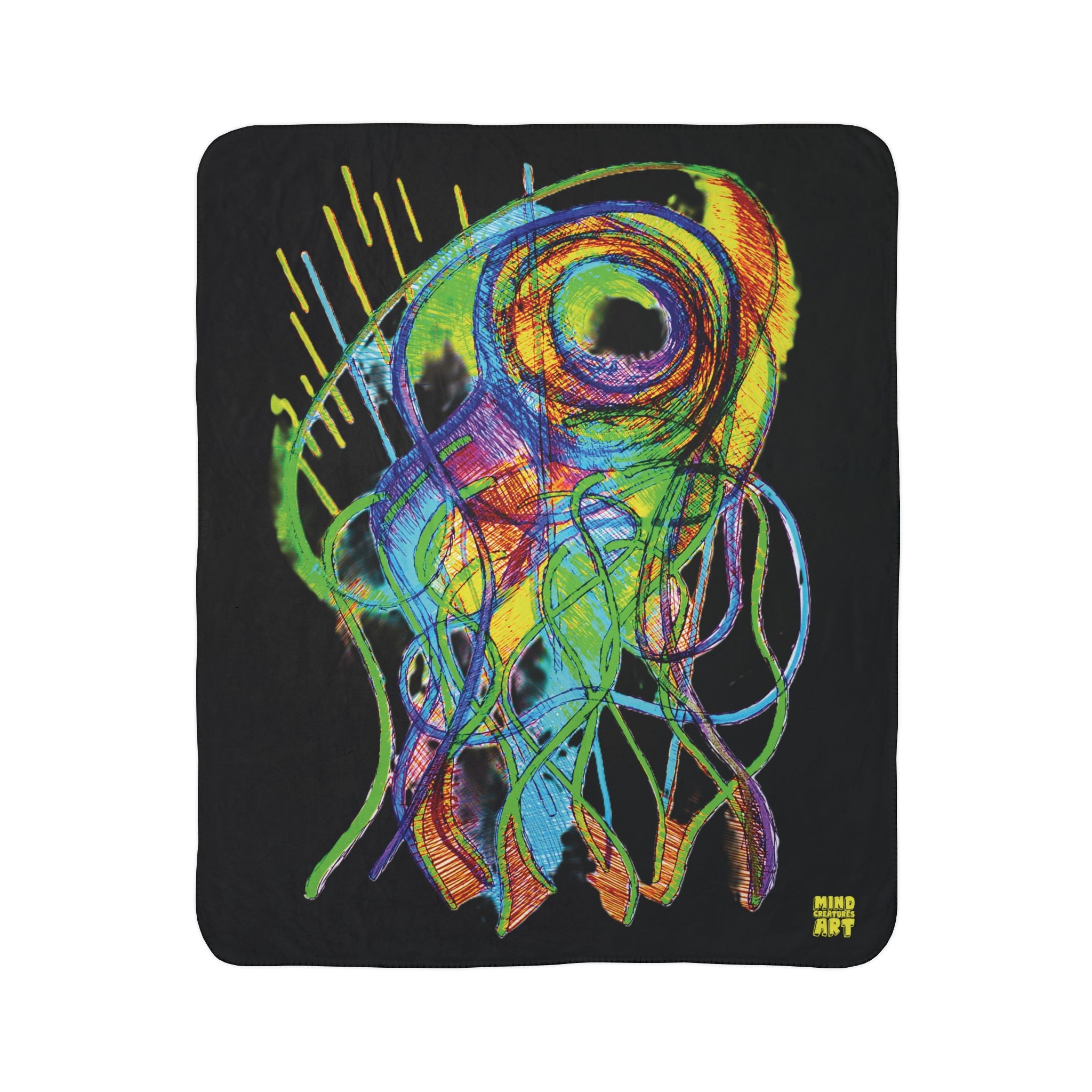 Jelly Jam (Black Background) Fleece Sherpa Blanket