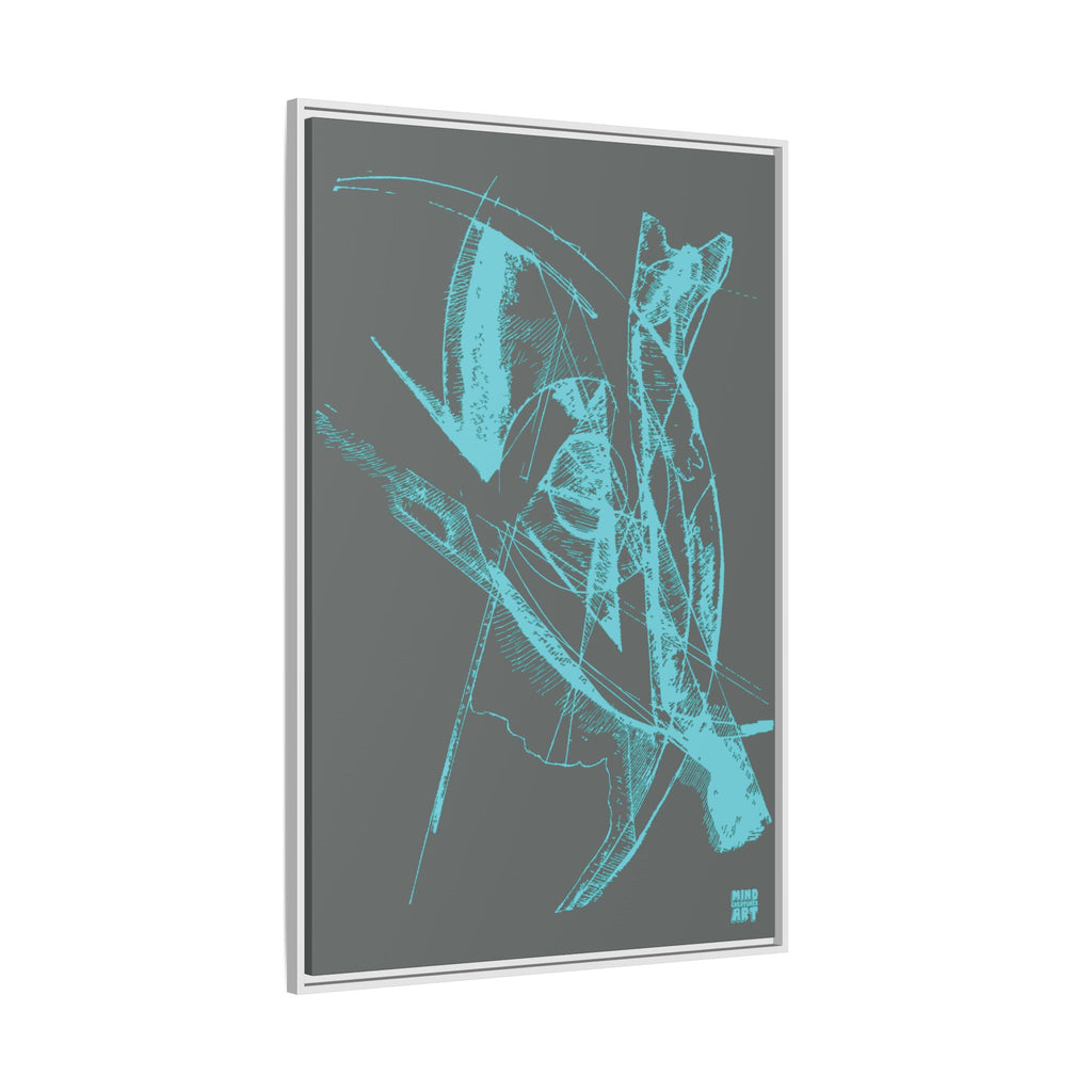 Watching (Aqua, Dark Gray Background) Matte Canvas, Framed