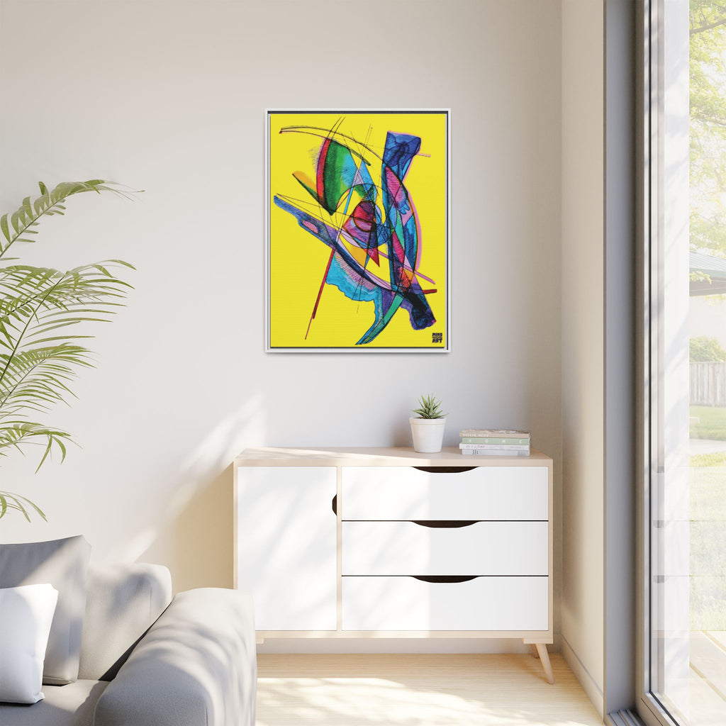 Watching (Yellow Background) Matte Canvas, Framed