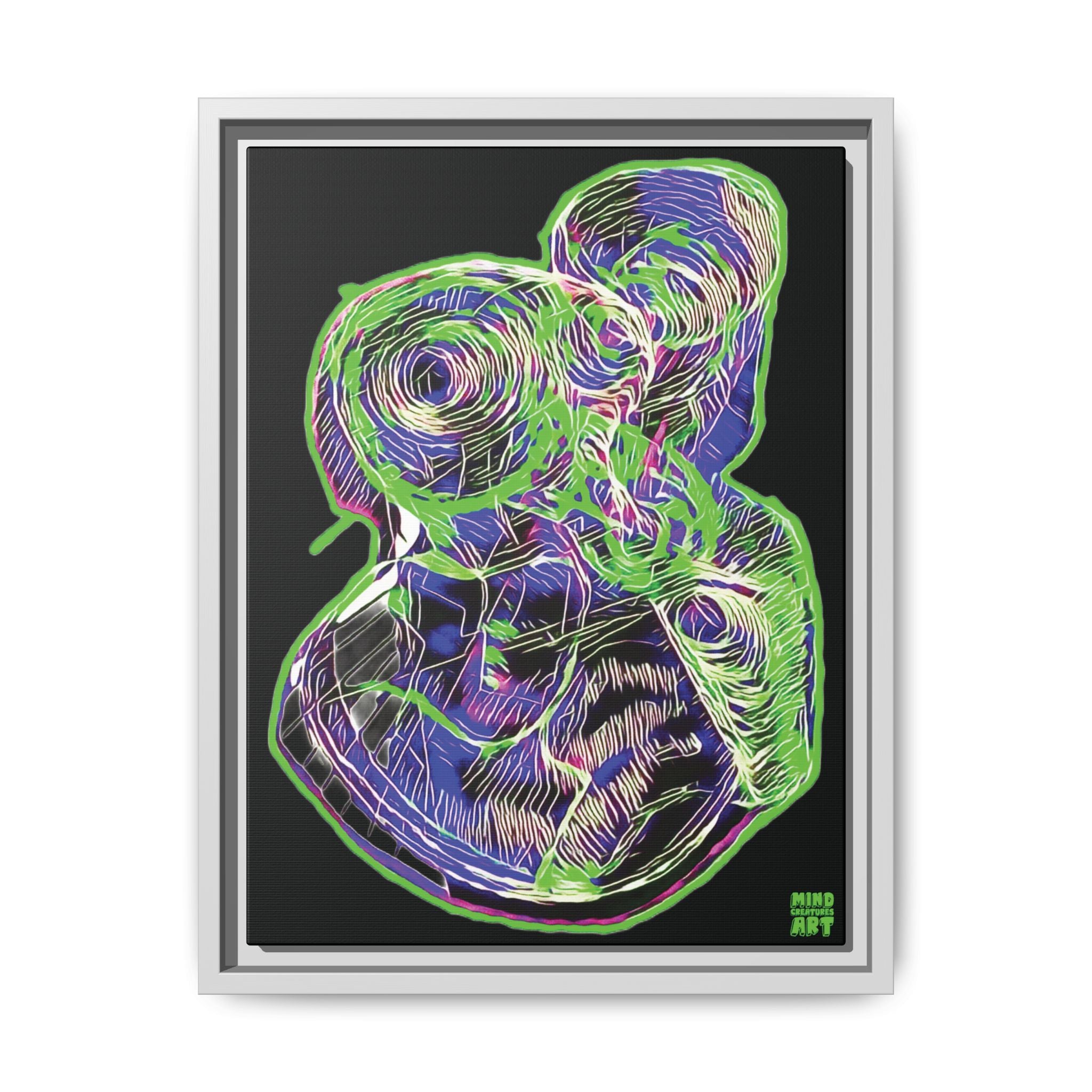 Curiosity (Electric Green, Black Background) Matte Canvas, Framed