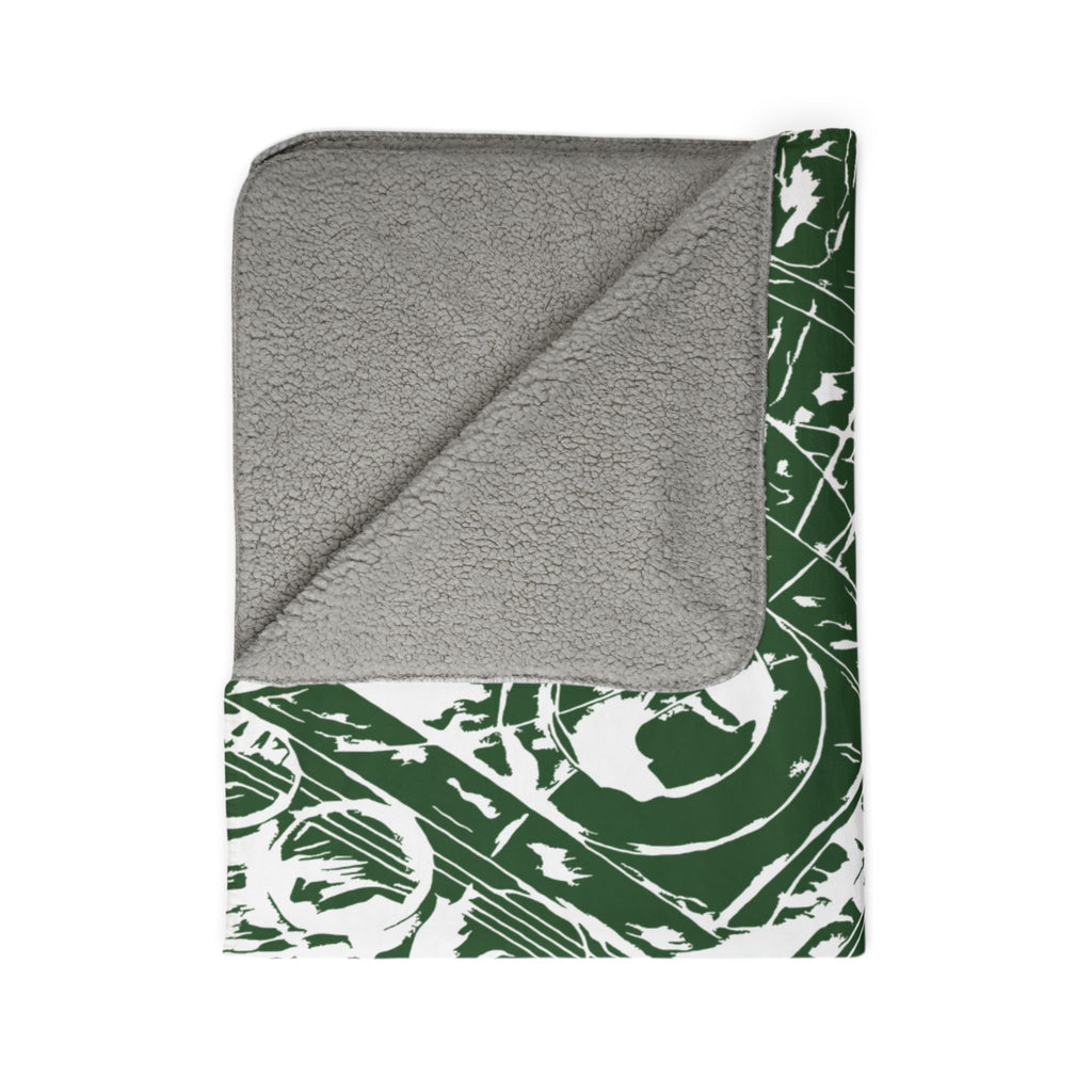 Love (White, Mirror, Dark Green Background) Fleece Sherpa Blanket