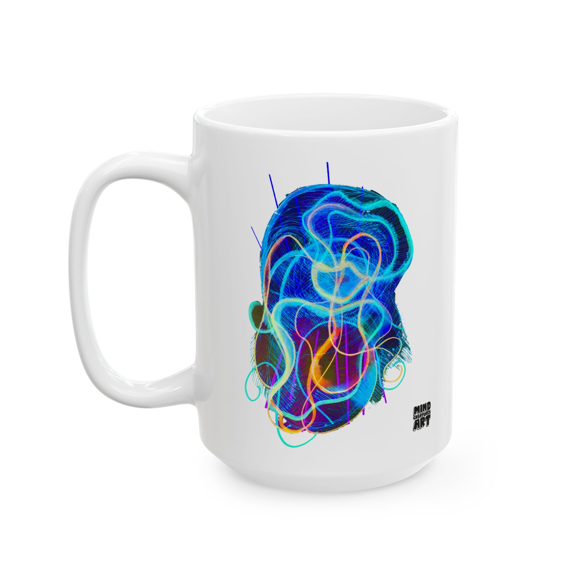 Davy Jones (Electric Blue) White Ceramic Mug, (11oz, 15oz)