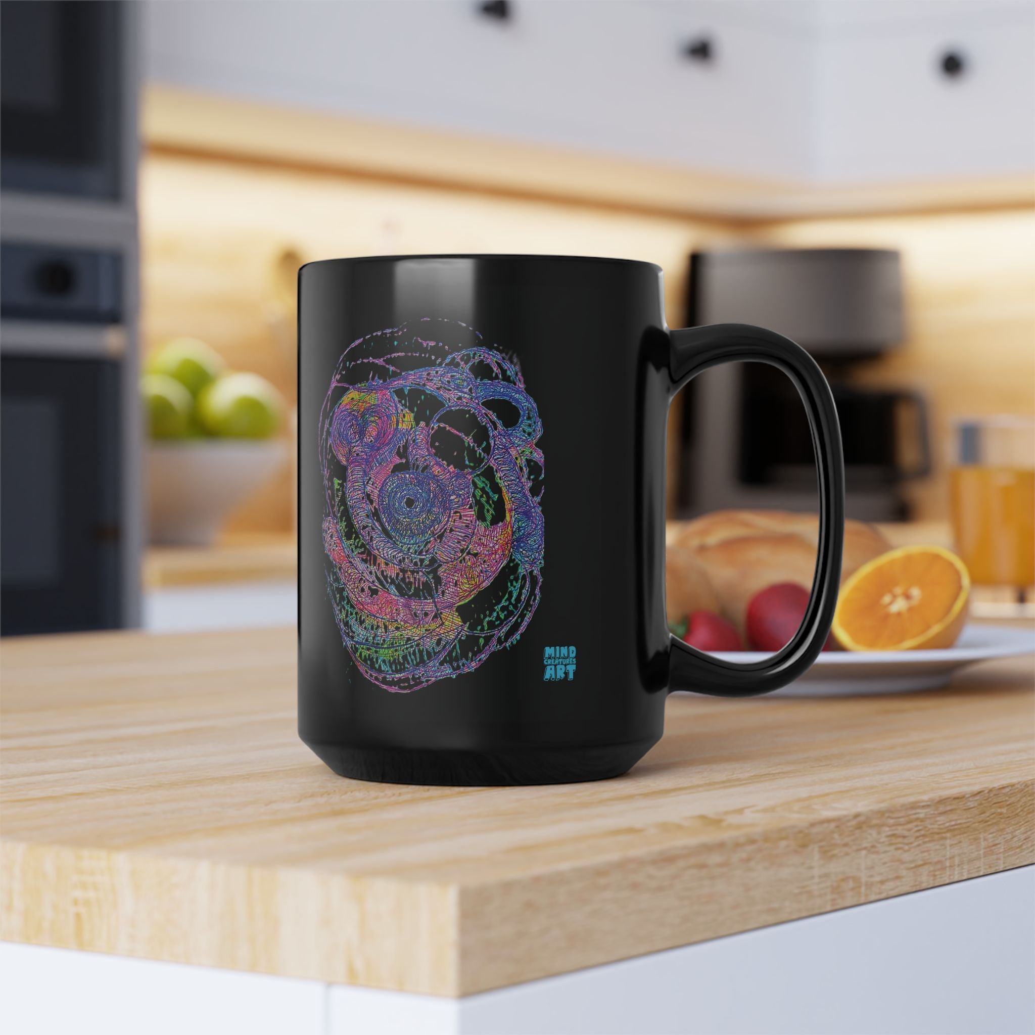 Spiraling Black Ceramic Mug (11oz, 15oz)
