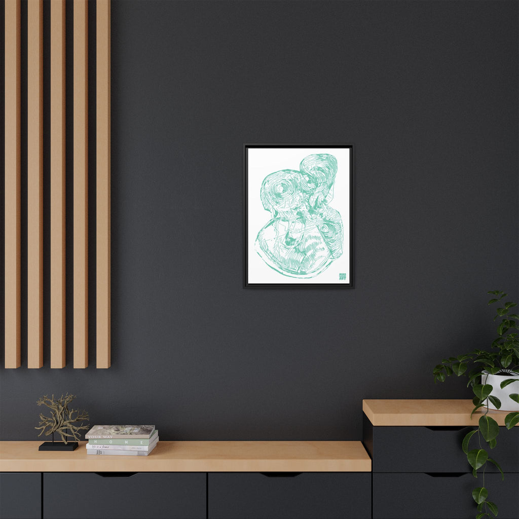 Curiosity (Teal, White Background) Matte Canvas, Framed