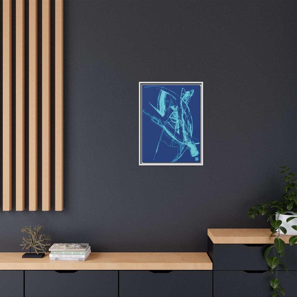 Watching (Aqua, Dark Blue Background) Matte Canvas, Framed