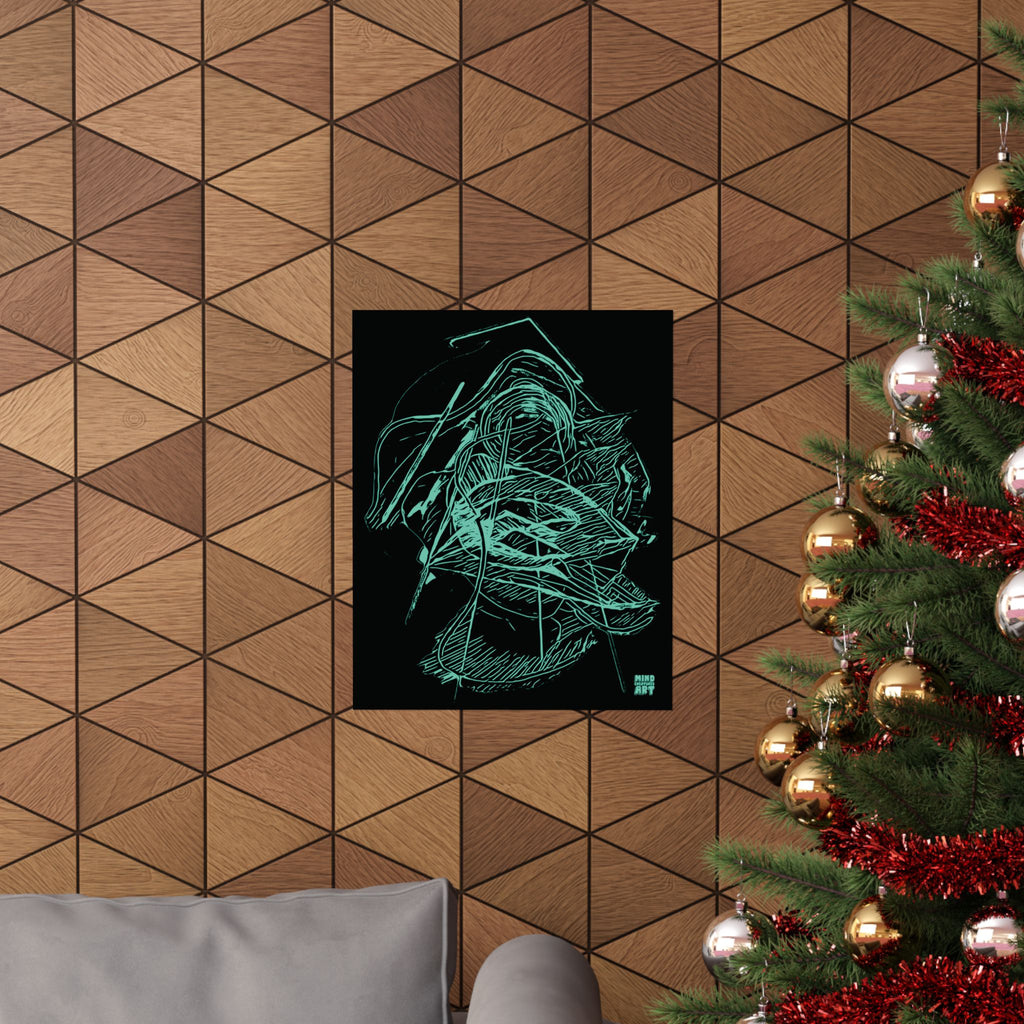Dive Reflex (Teal, Black Background) Fine Art Poster