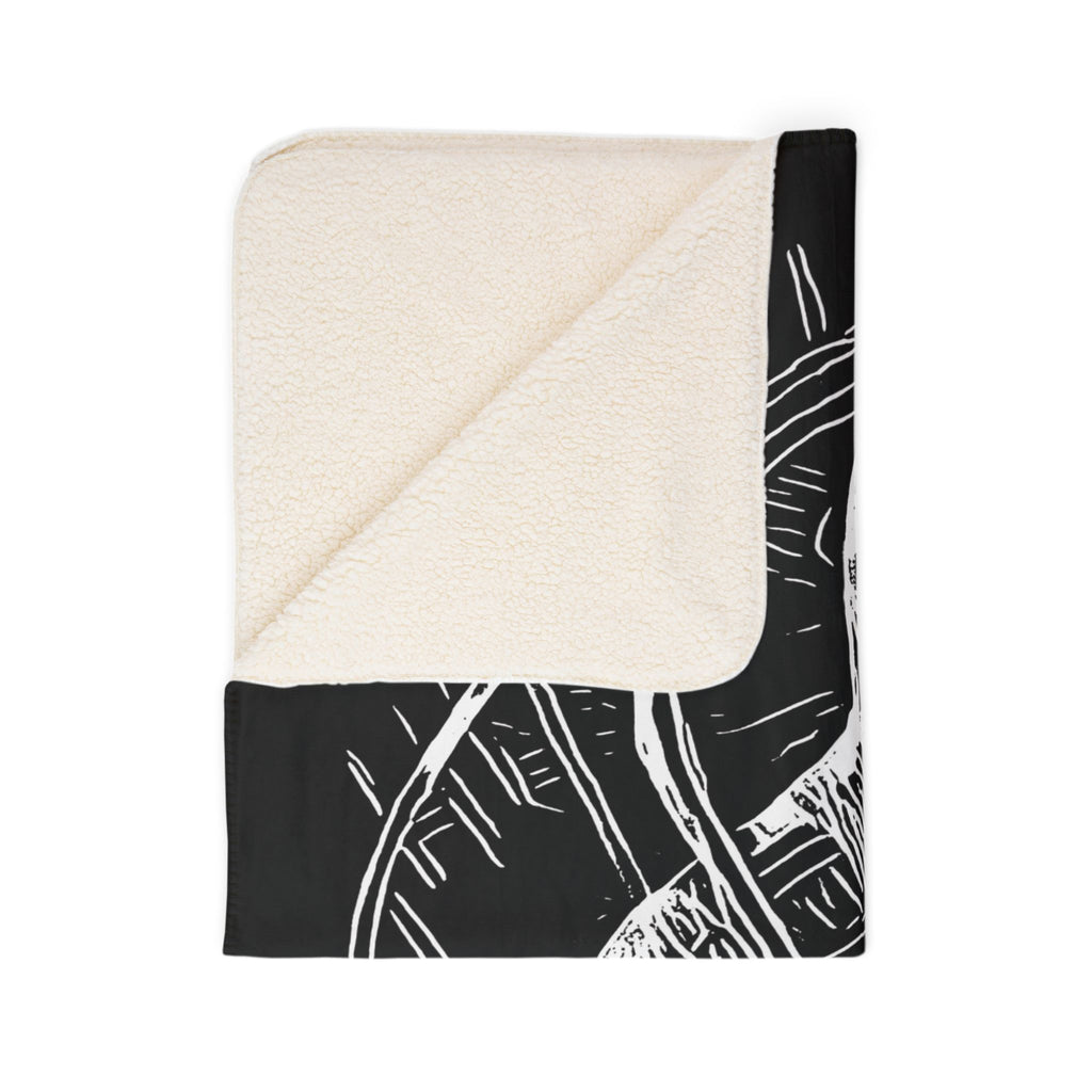 Jelly Jam (White, Black Background) Fleece Sherpa Blanket