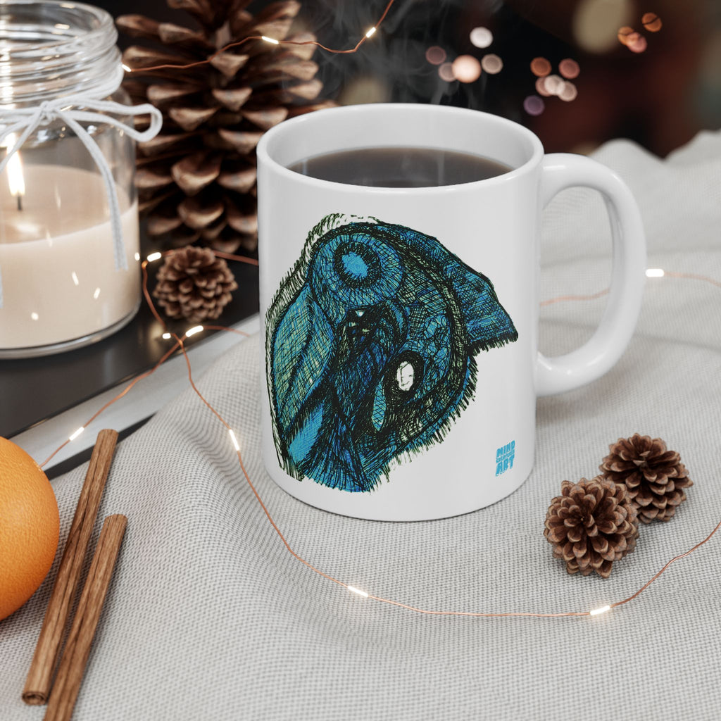 Who Are You? (Teal) White Ceramic Mug, (11oz, 15oz)