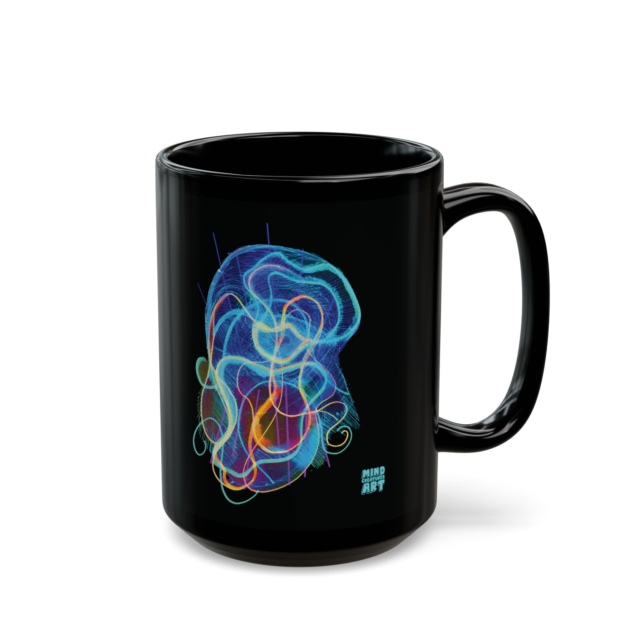 Davy Jones (Electric Blue) Black Ceramic Mug (11oz, 15oz)
