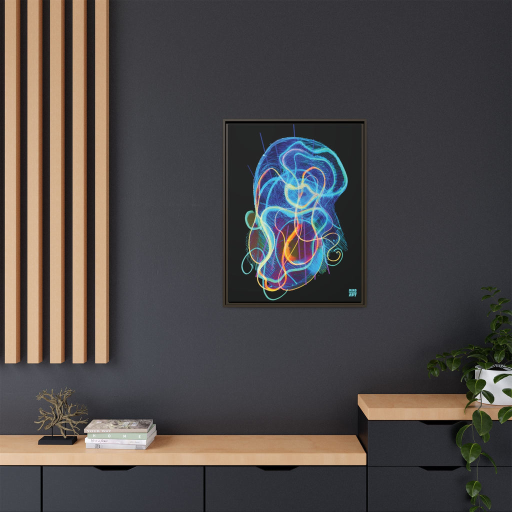 Davy Jones (Electric Blue, Black Background) Matte Canvas, Framed