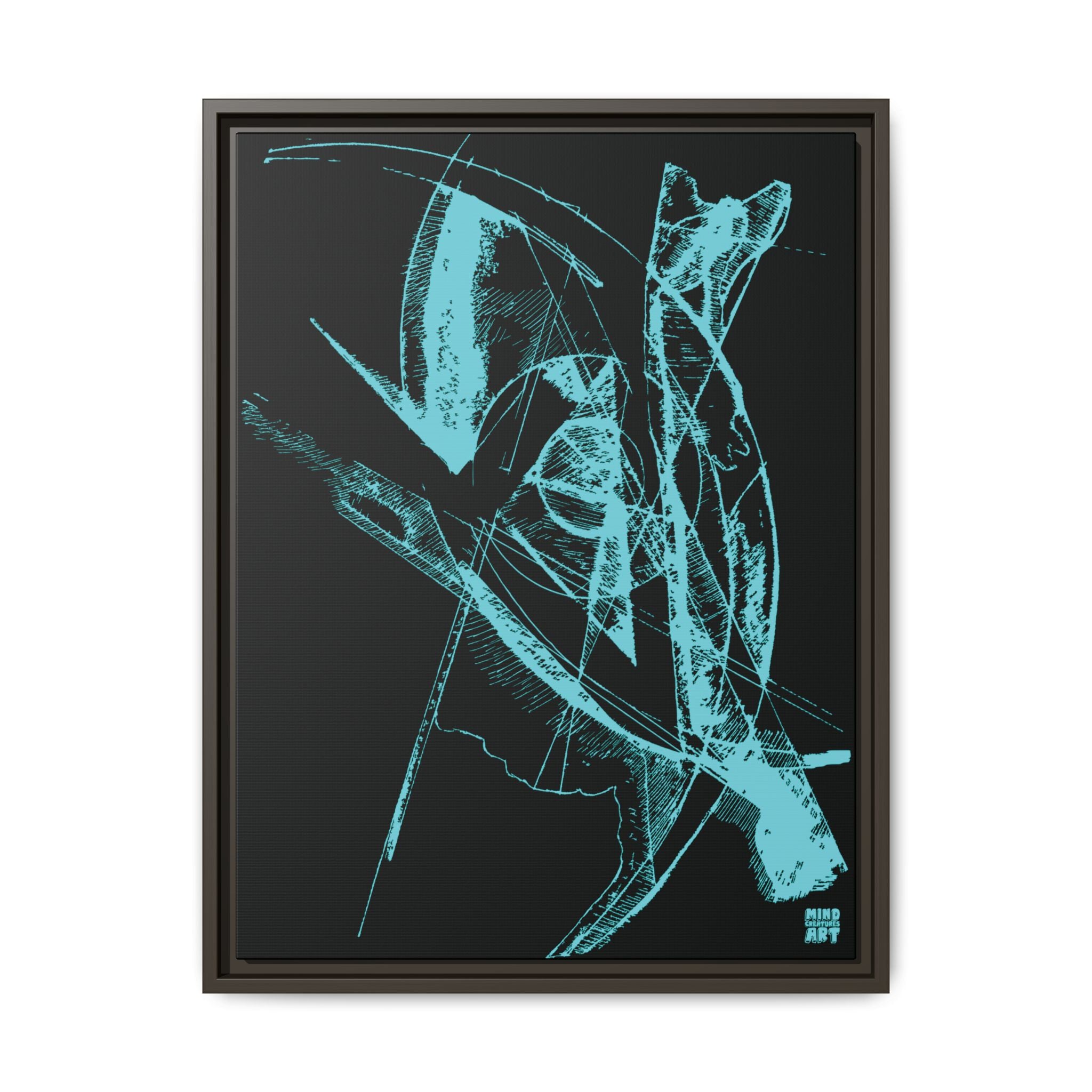 Watching (Aqua, Black Background) Matte Canvas, Framed