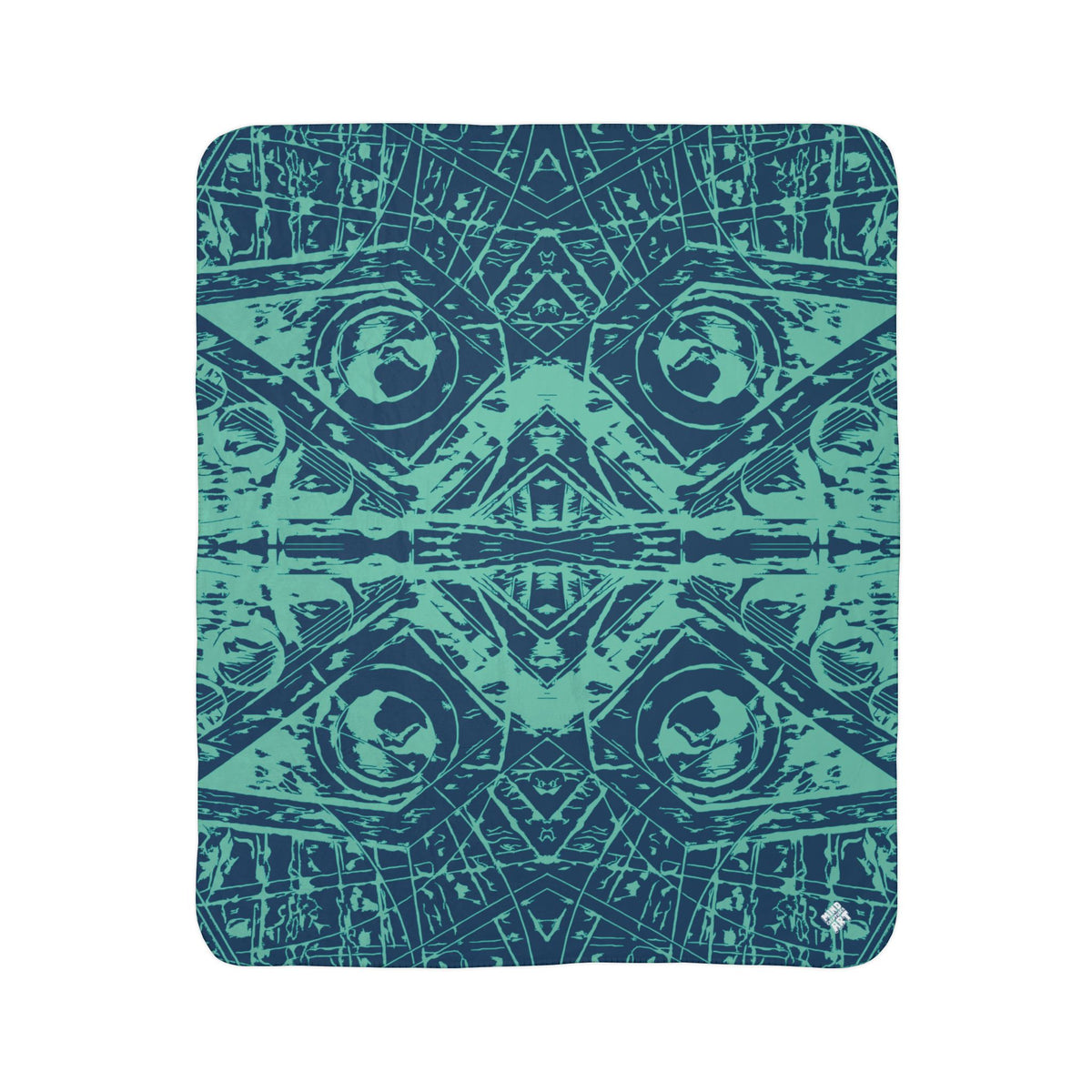 Love (Teal, Mirror, Dark Blue Background) Fleece Sherpa Blanket