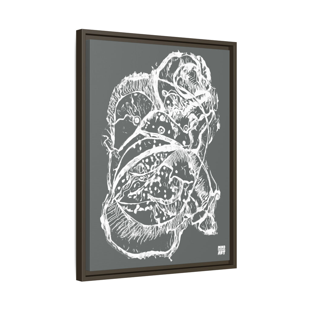 Exploration (White, Dark Gray Background) Matte Canvas, Framed