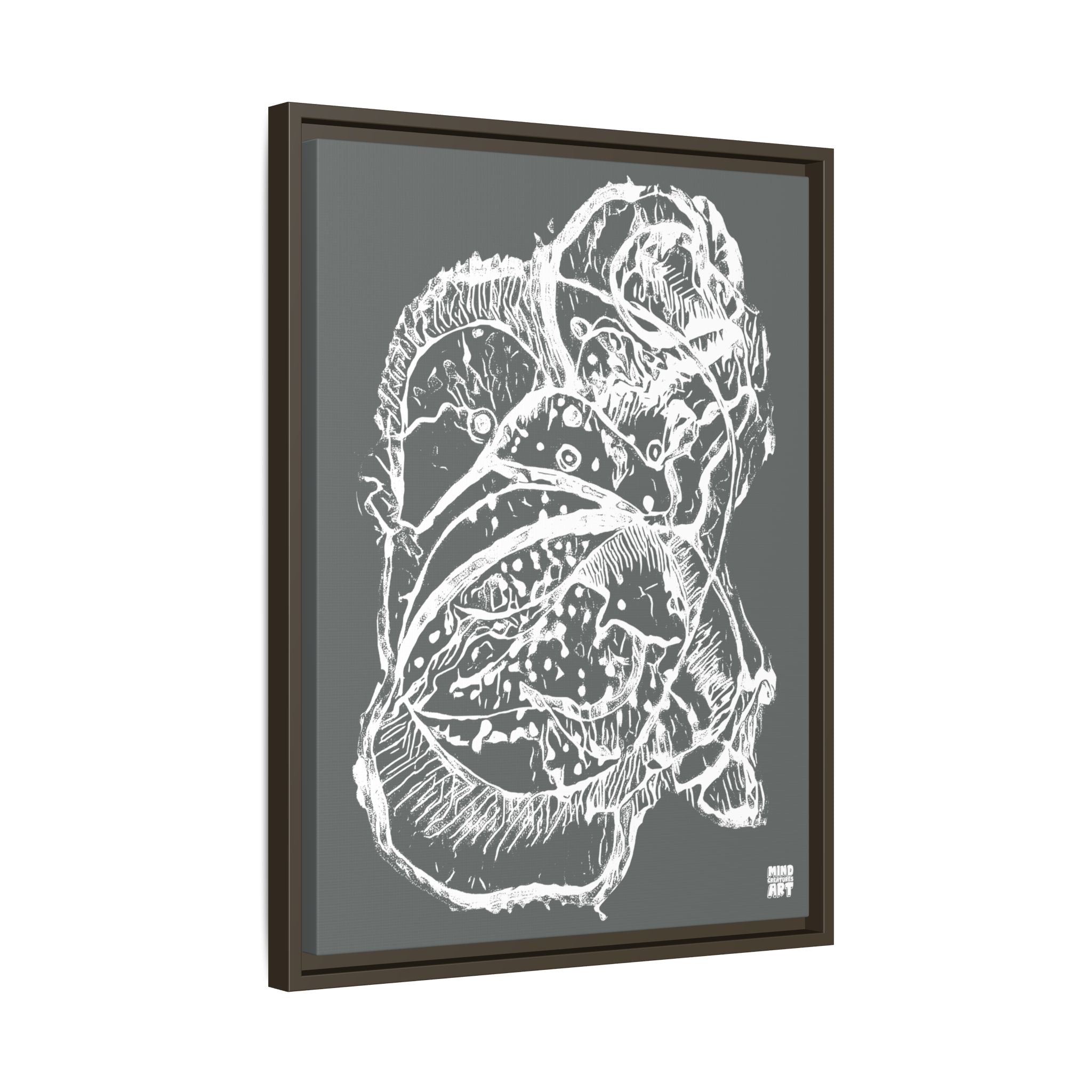 Exploration (White, Dark Gray Background) Matte Canvas, Framed