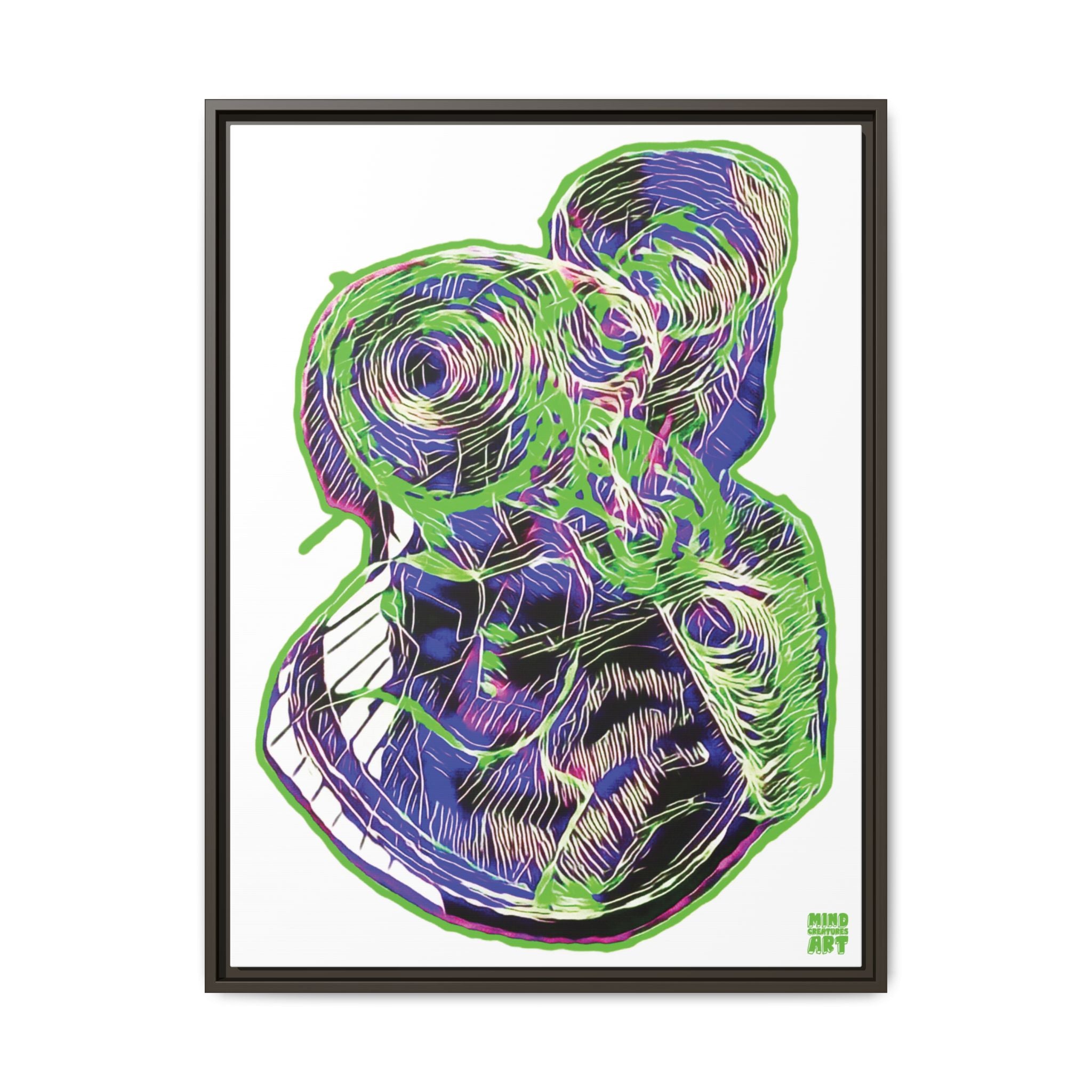 Curiosity (Electric Green, White Background) Matte Canvas, Framed