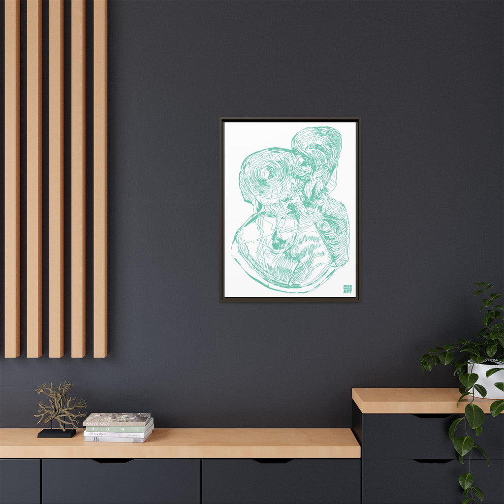 Curiosity (Teal, White Background) Matte Canvas, Framed