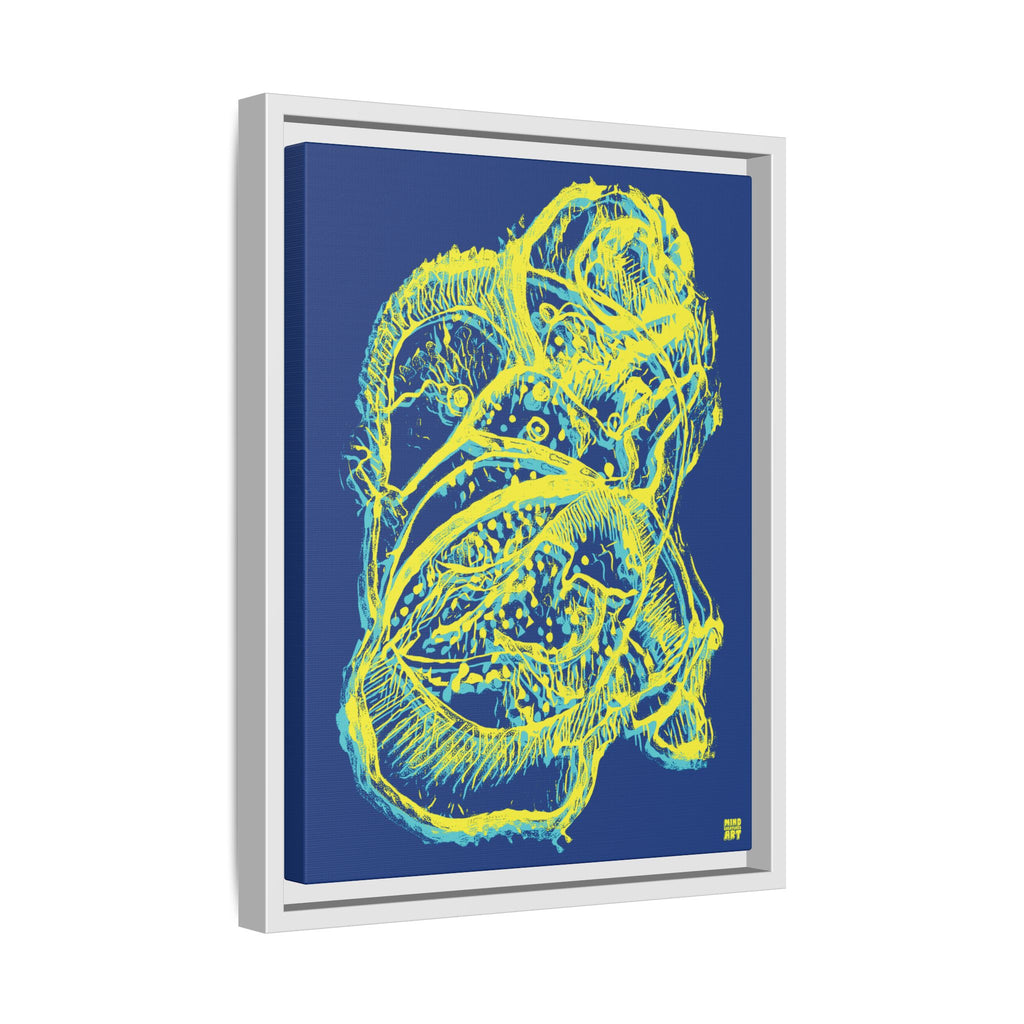 Exploration (Blur, Blue & Yellow, Dark Blue Background) Matte Canvas, Framed