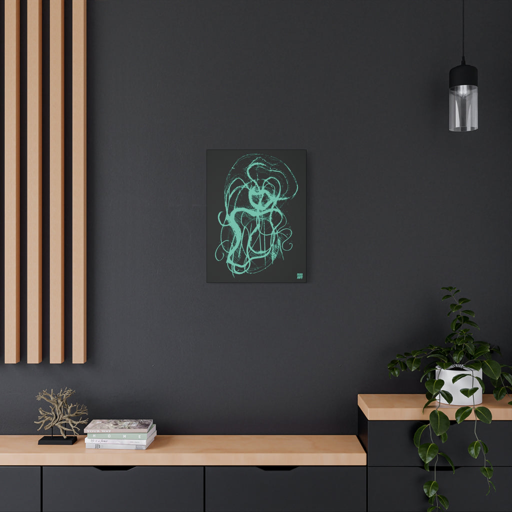 Davy Jones (Teal, Black Background) Matte Canvas, Stretched, 1.25"