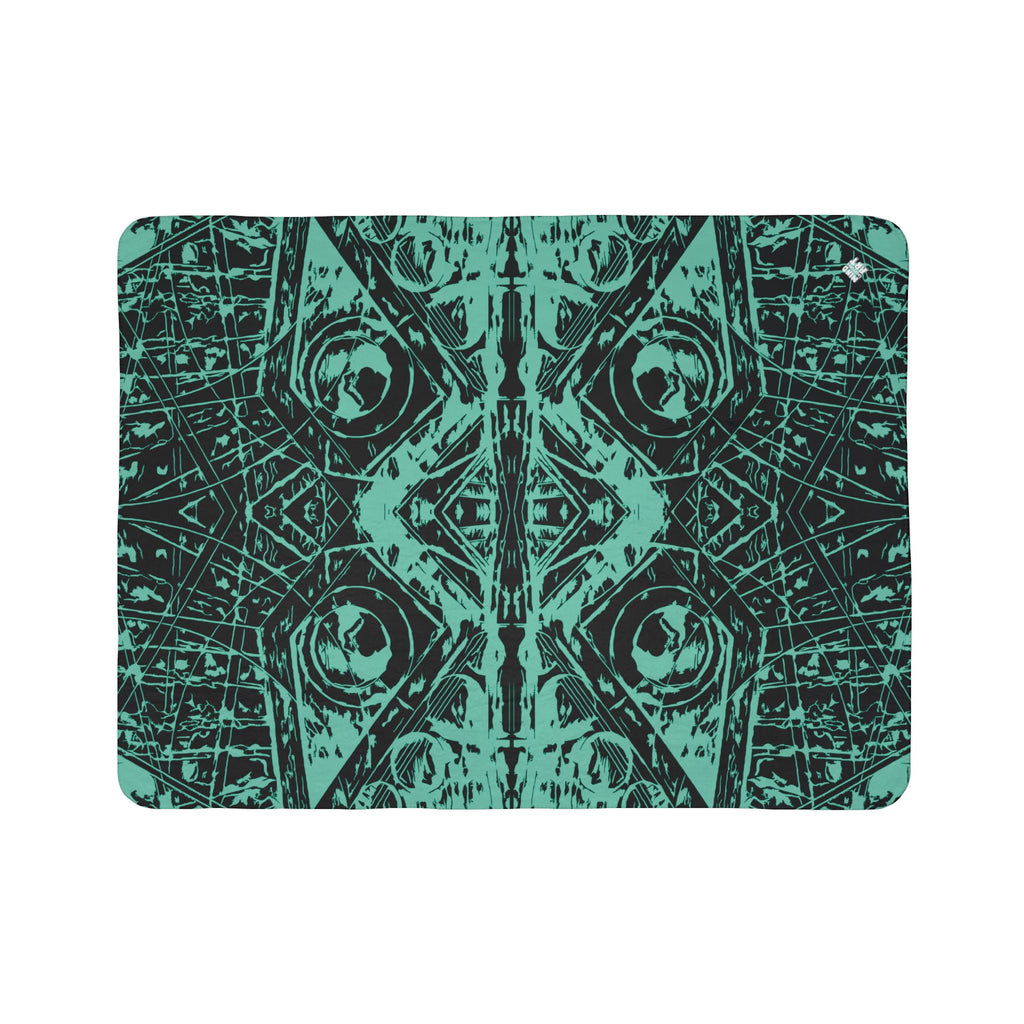 Love (Teal, Mirror, Black Background) Fleece Sherpa Blanket
