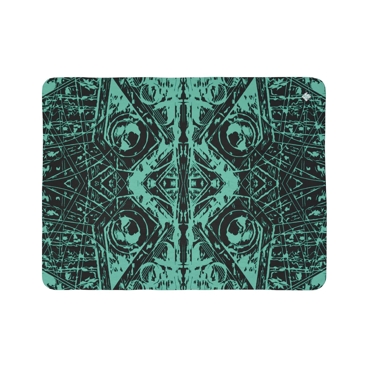 Love (Teal, Mirror, Black Background) Fleece Sherpa Blanket