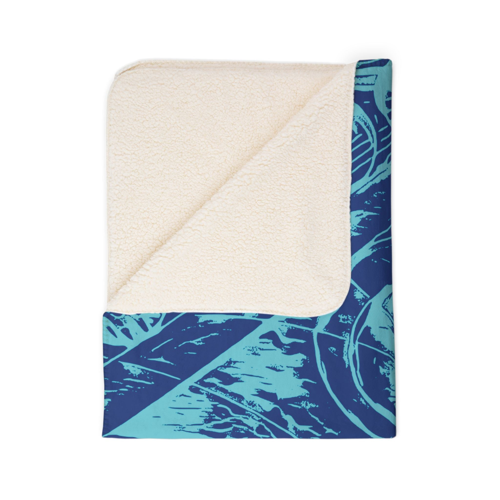 Love (Aqua, Dark Blue Background) Fleece Sherpa Blanket