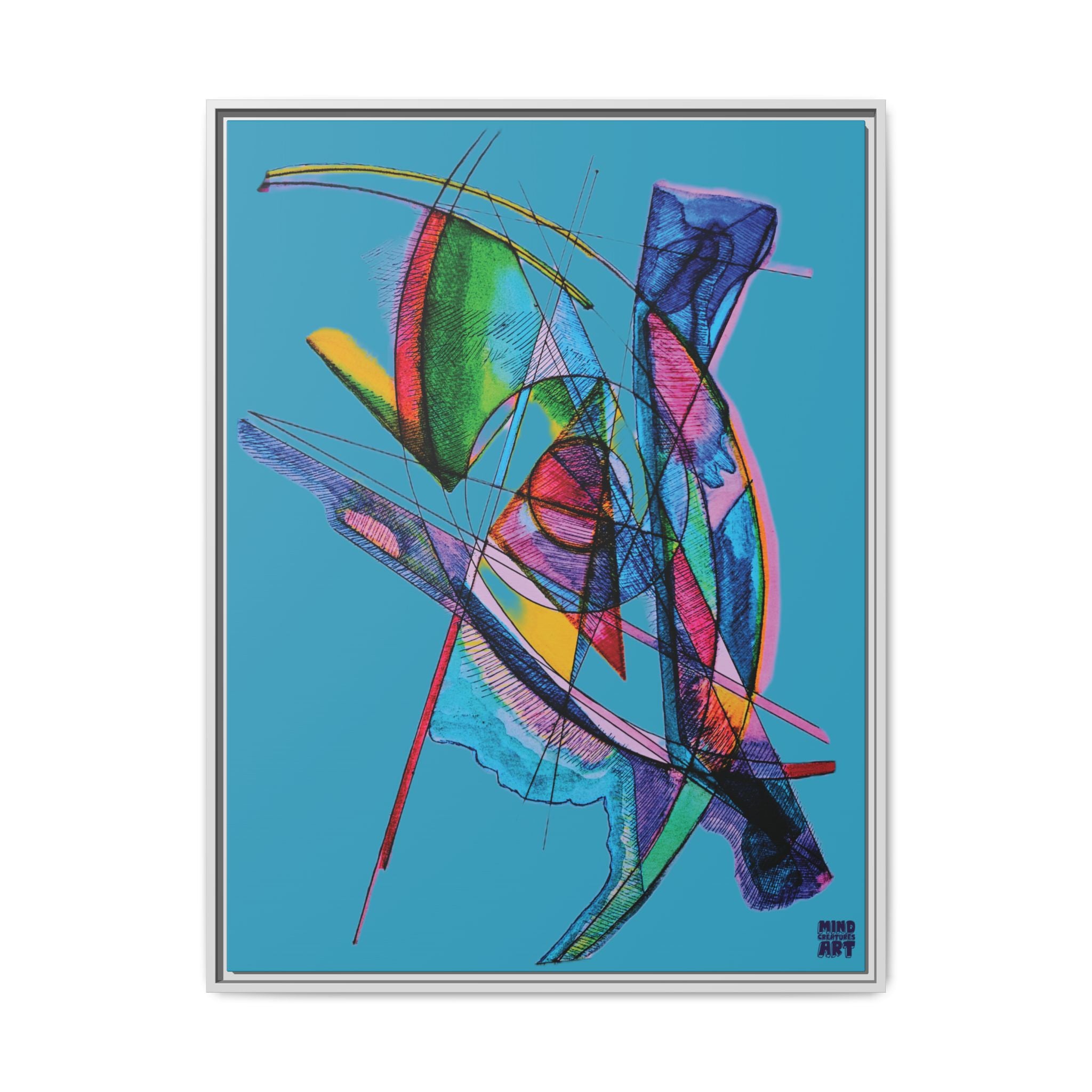 Watching (Turquoise Background) Matte Canvas, Framed