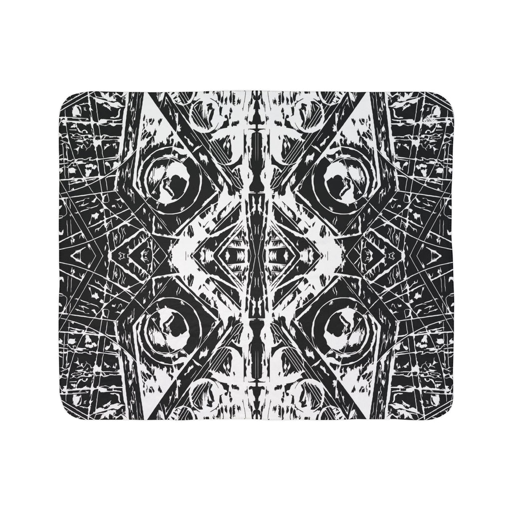 Love (White, Mirror, Black Background) Fleece Sherpa Blanket