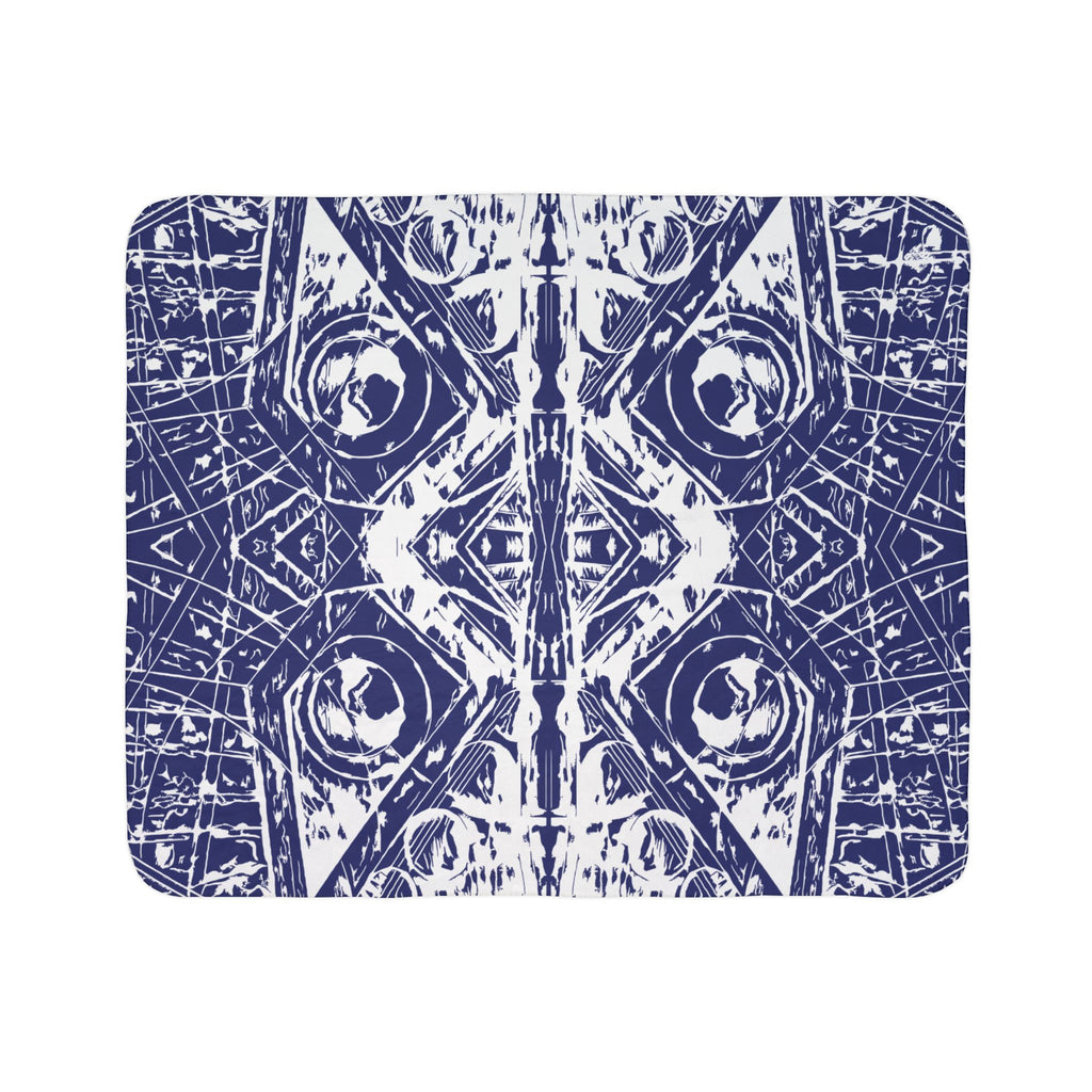 Love (White, Mirror, Dark Blue Background) Fleece Sherpa Blanket