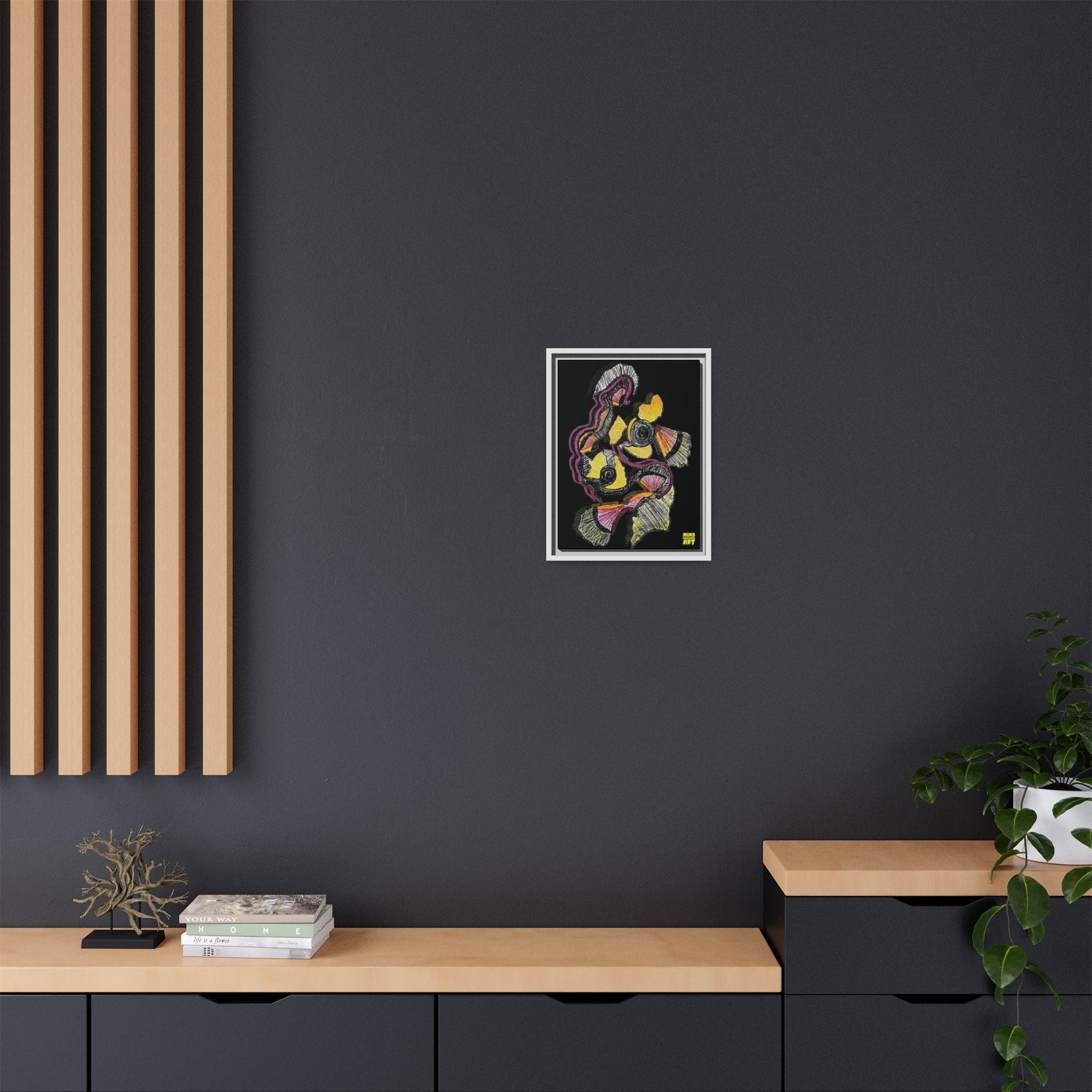 Crimson Teacher (Black Background) Matte Canvas, Framed