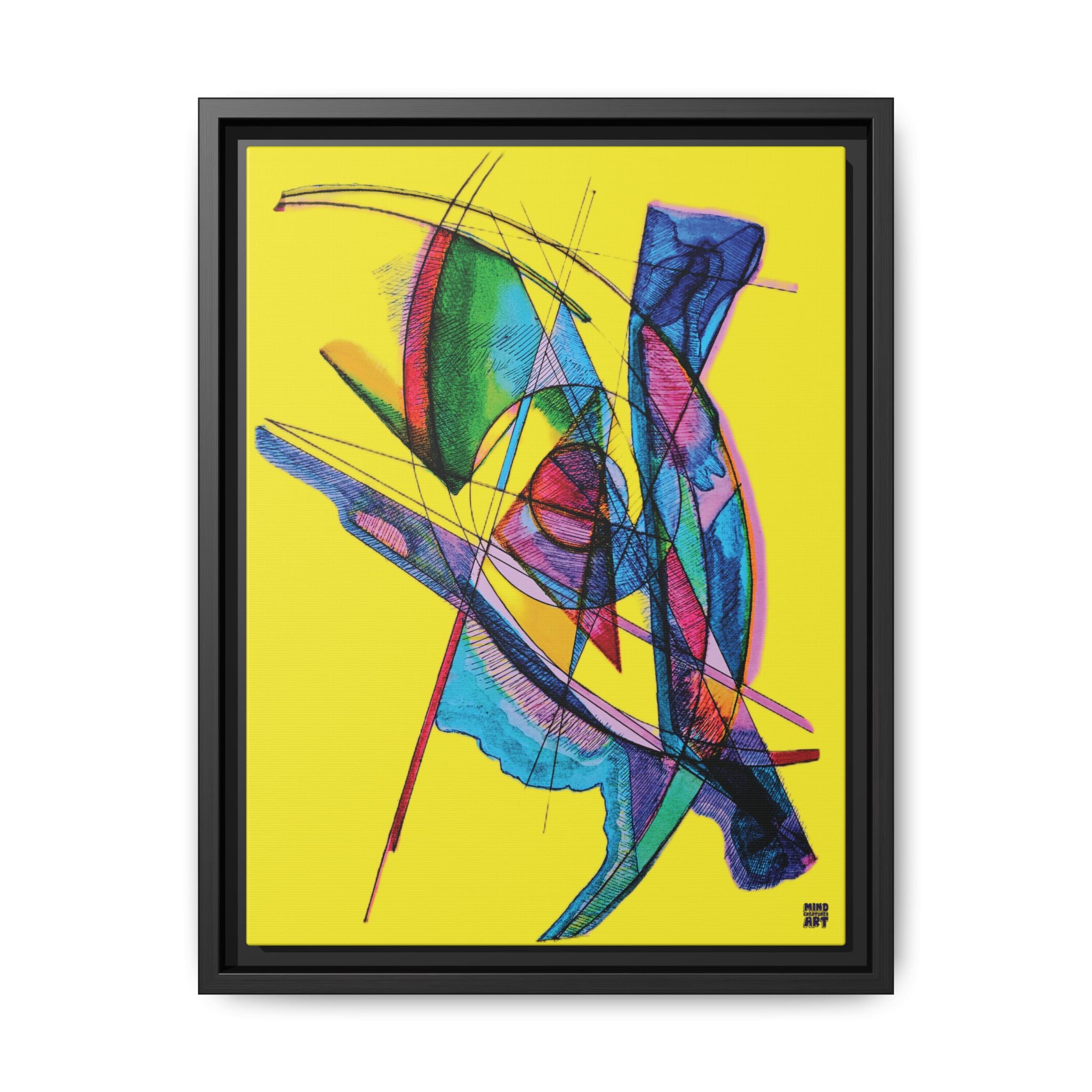 Watching (Yellow Background) Matte Canvas, Framed
