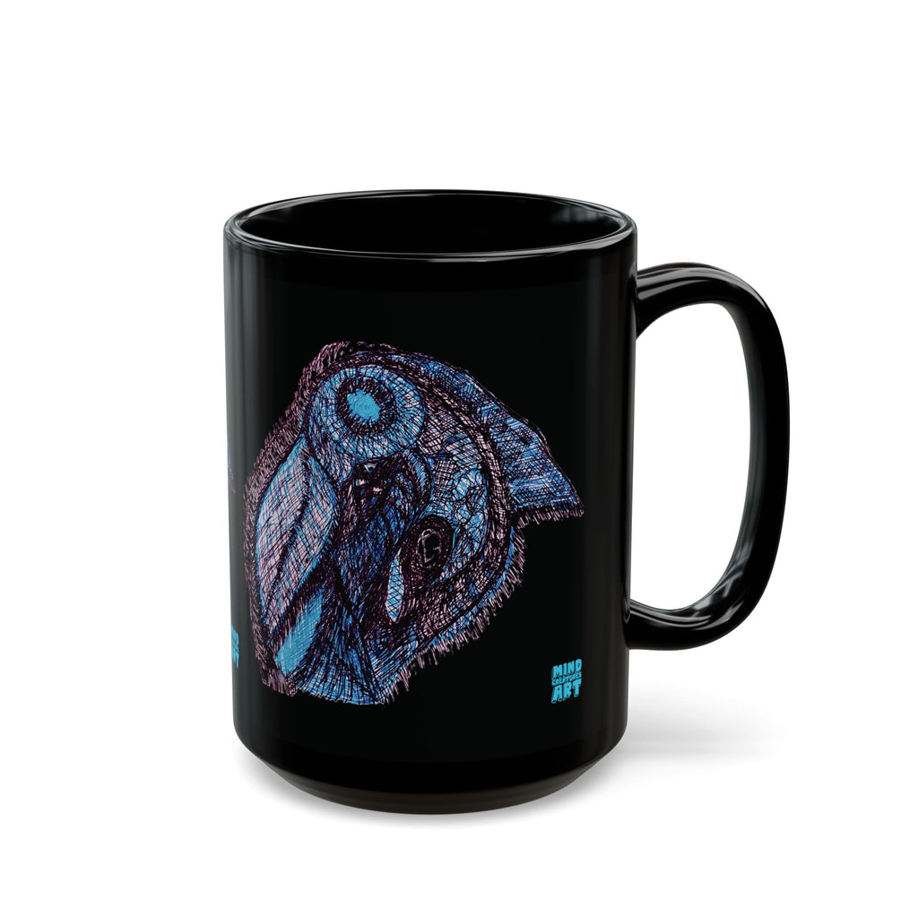 Who Are You? (Blue) Black Ceramic Mug (11oz, 15oz)