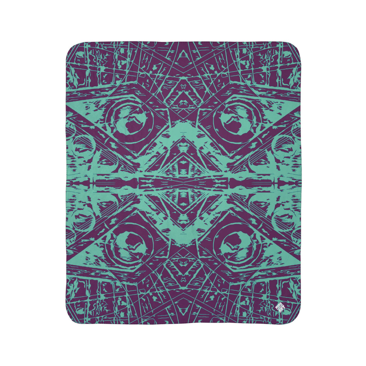 Love (Teal, Mirror, Purple Background) Fleece Sherpa Blanket