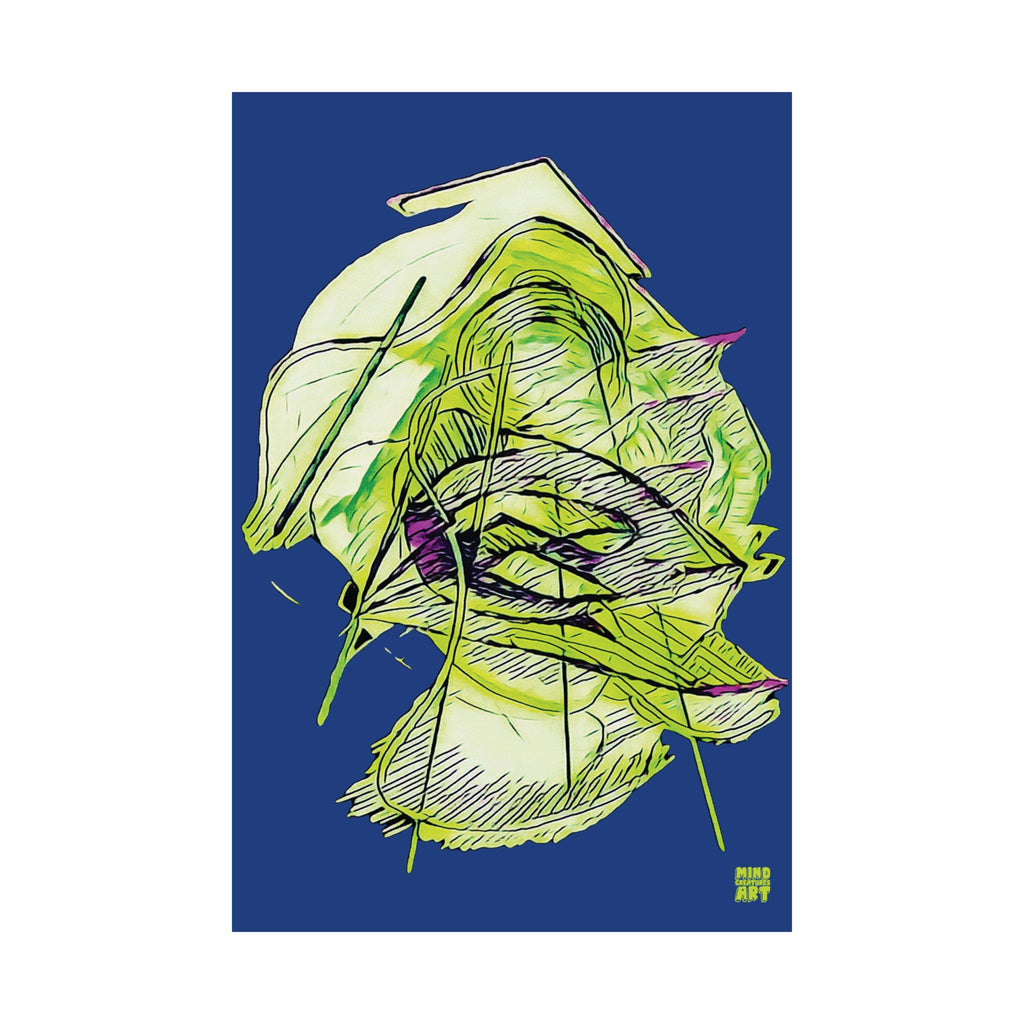 Dive Reflex (Lime, Dark Blue Background) Matte Poster