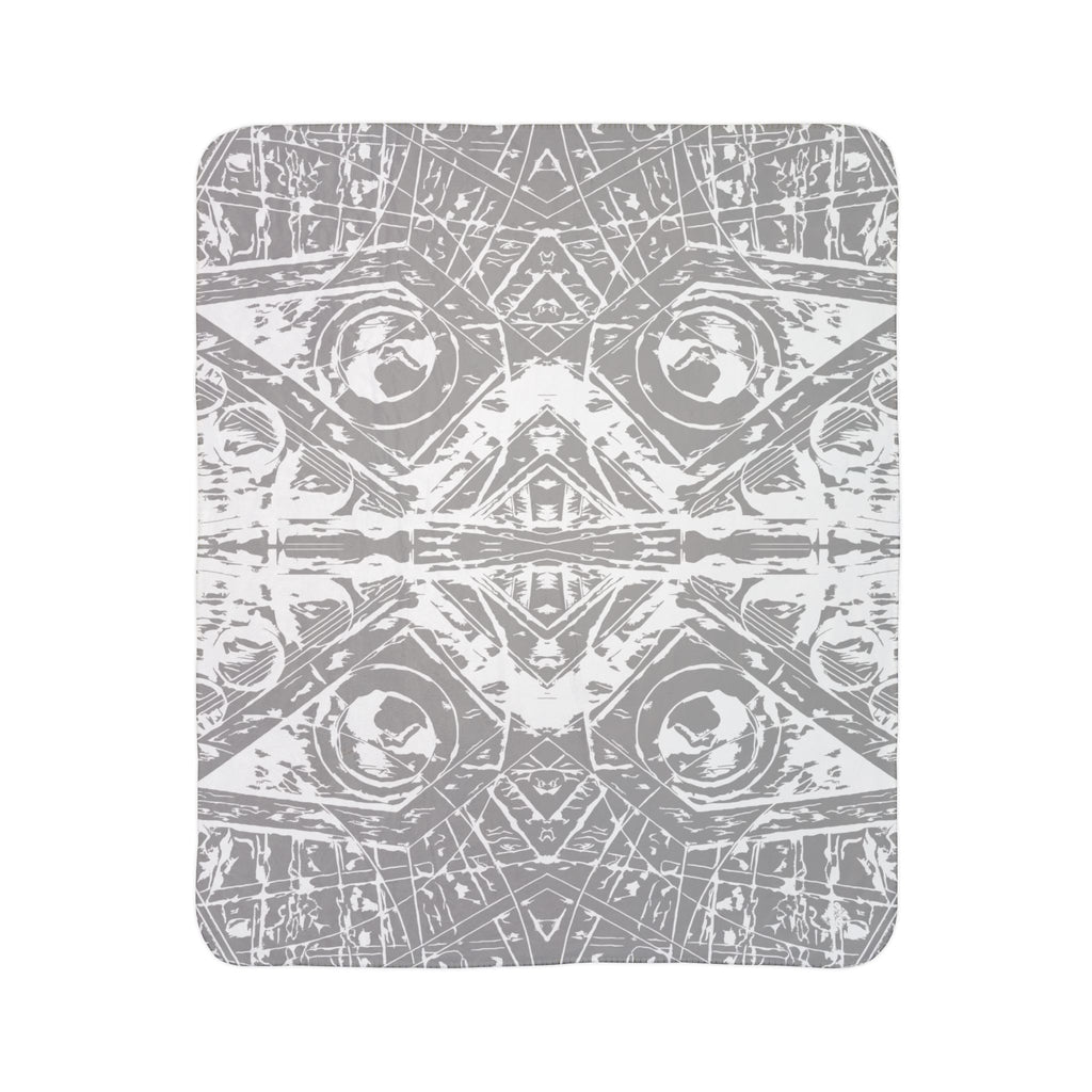 Love (White, Mirror, Gray Background) Fleece Sherpa Blanket