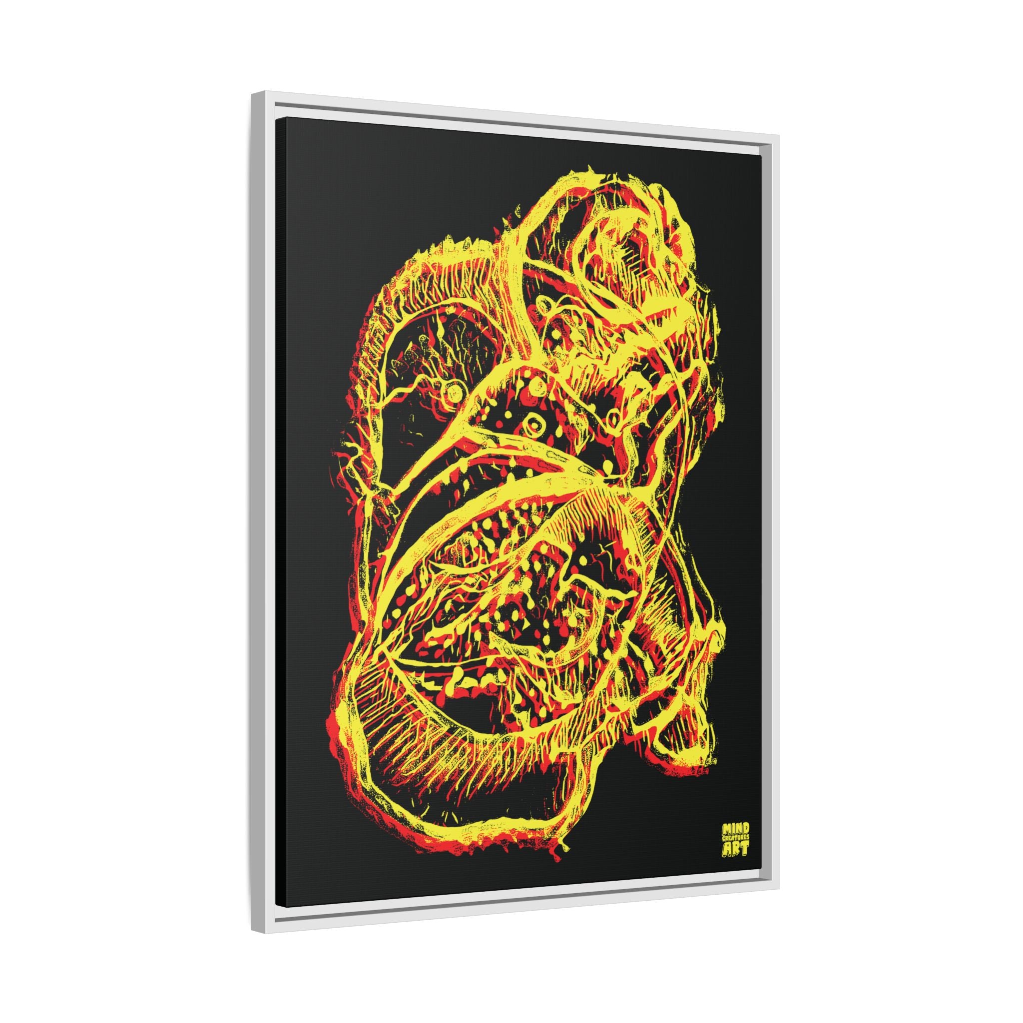 Exploration (Blur, Red & Yellow, Black Background) Matte Canvas, Framed