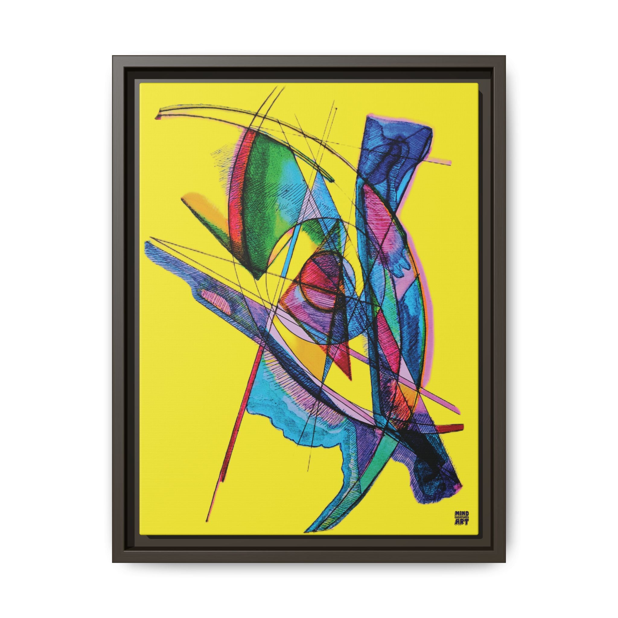 Watching (Yellow Background) Matte Canvas, Framed