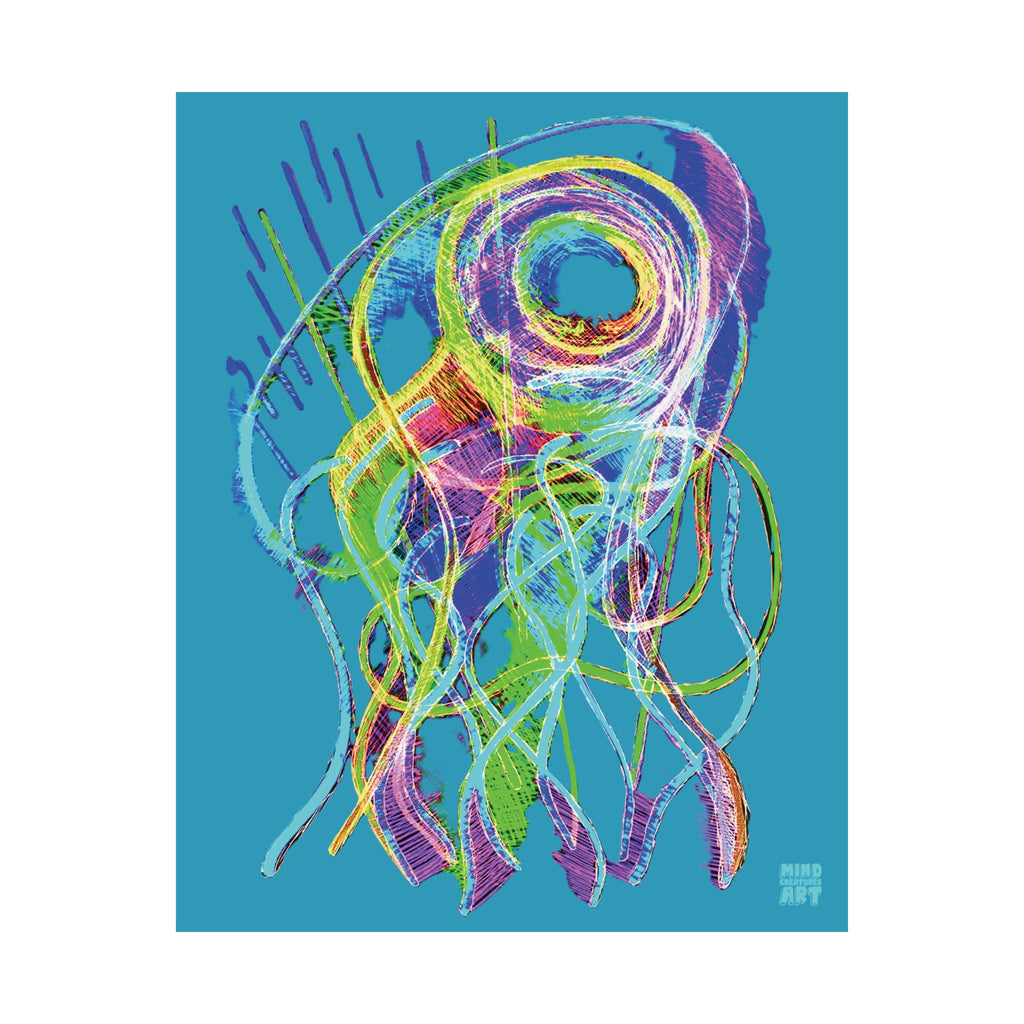 Jelly Jam (Neon, Turquoise Background) Matte Poster