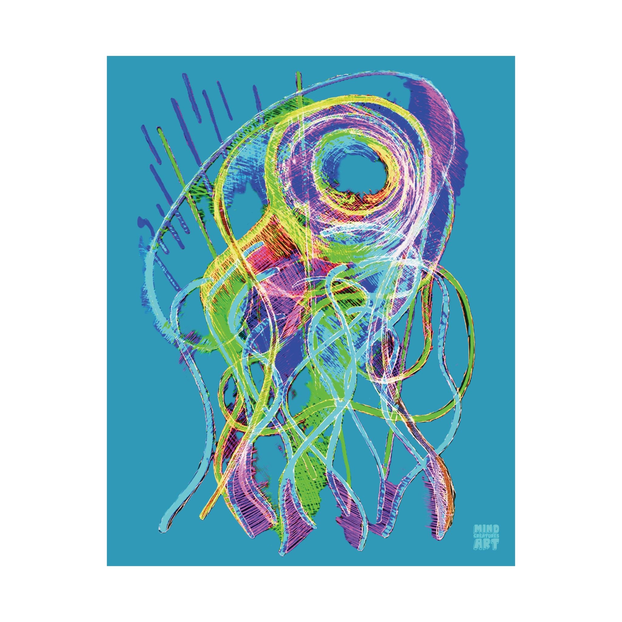 Jelly Jam (Neon, Turquoise Background) Matte Poster