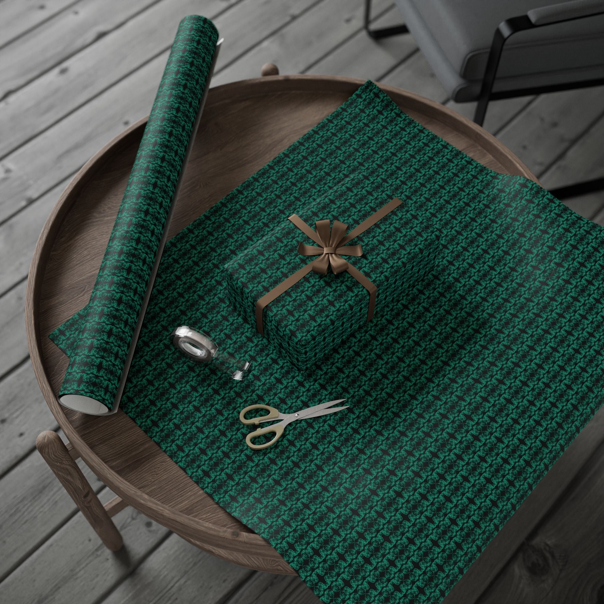 Curiosity (Emerald, Black Background) Heavy Wrapping Paper