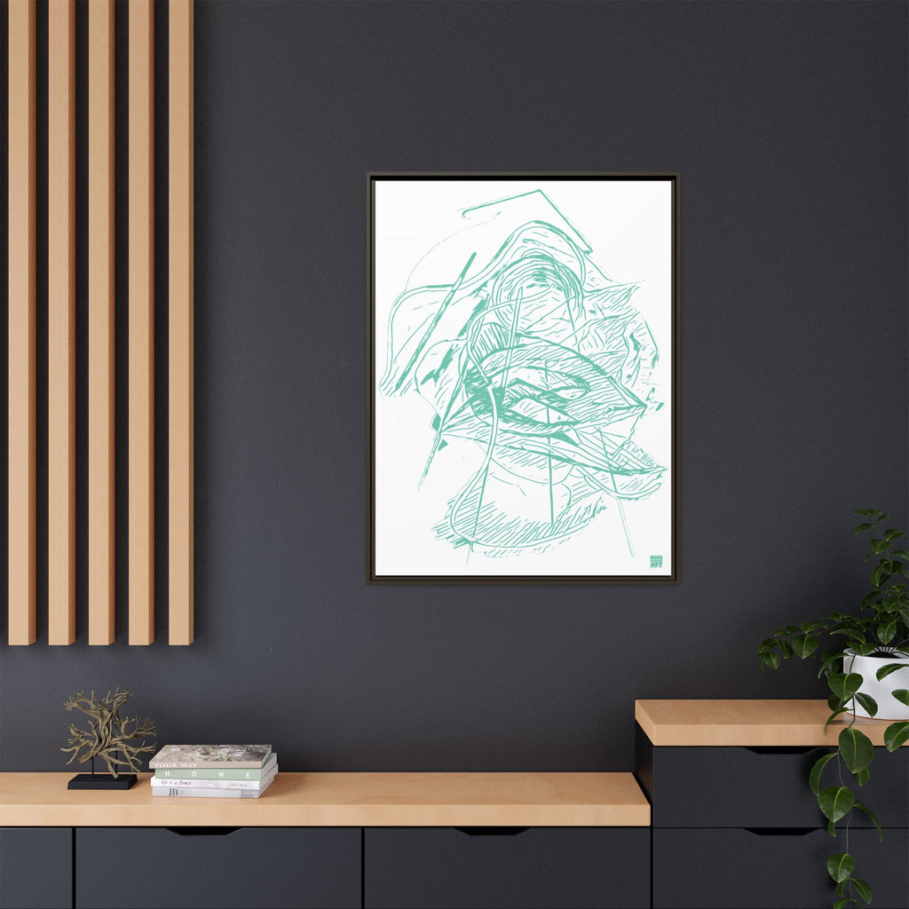 Dive Reflex (Teal, White Background) Matte Canvas, Framed