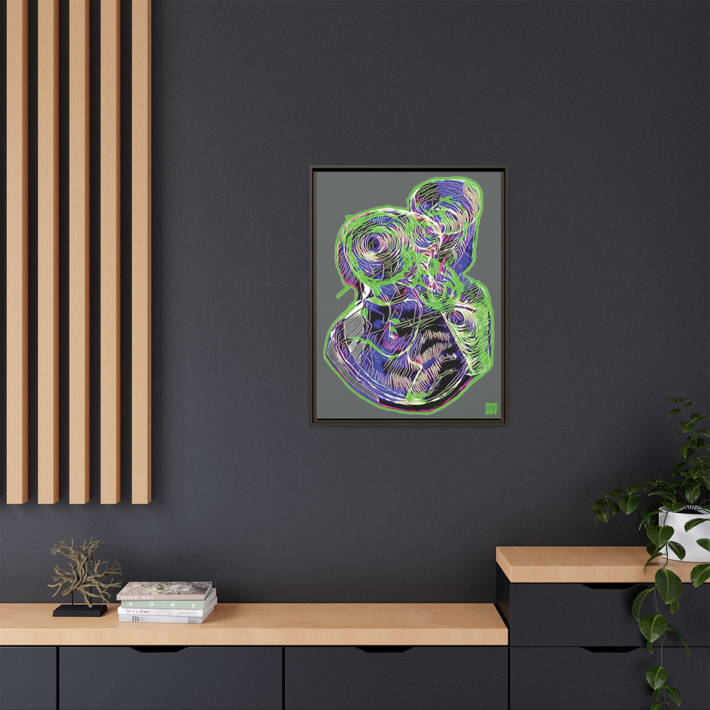 Curiosity (Electric Green, Dark Gray Background) Matte Canvas, Framed