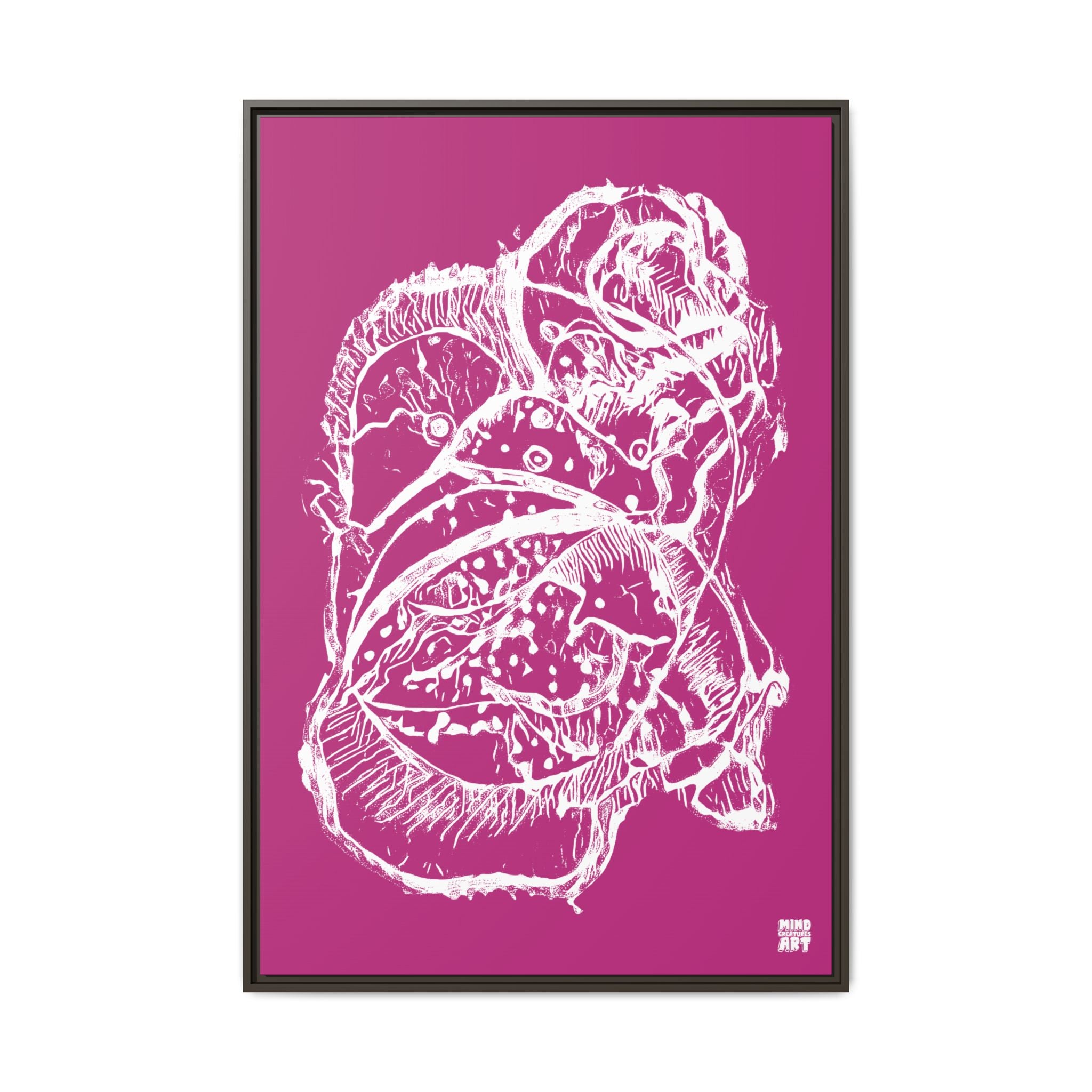 Exploration (White, Pink Background) Matte Canvas, Framed