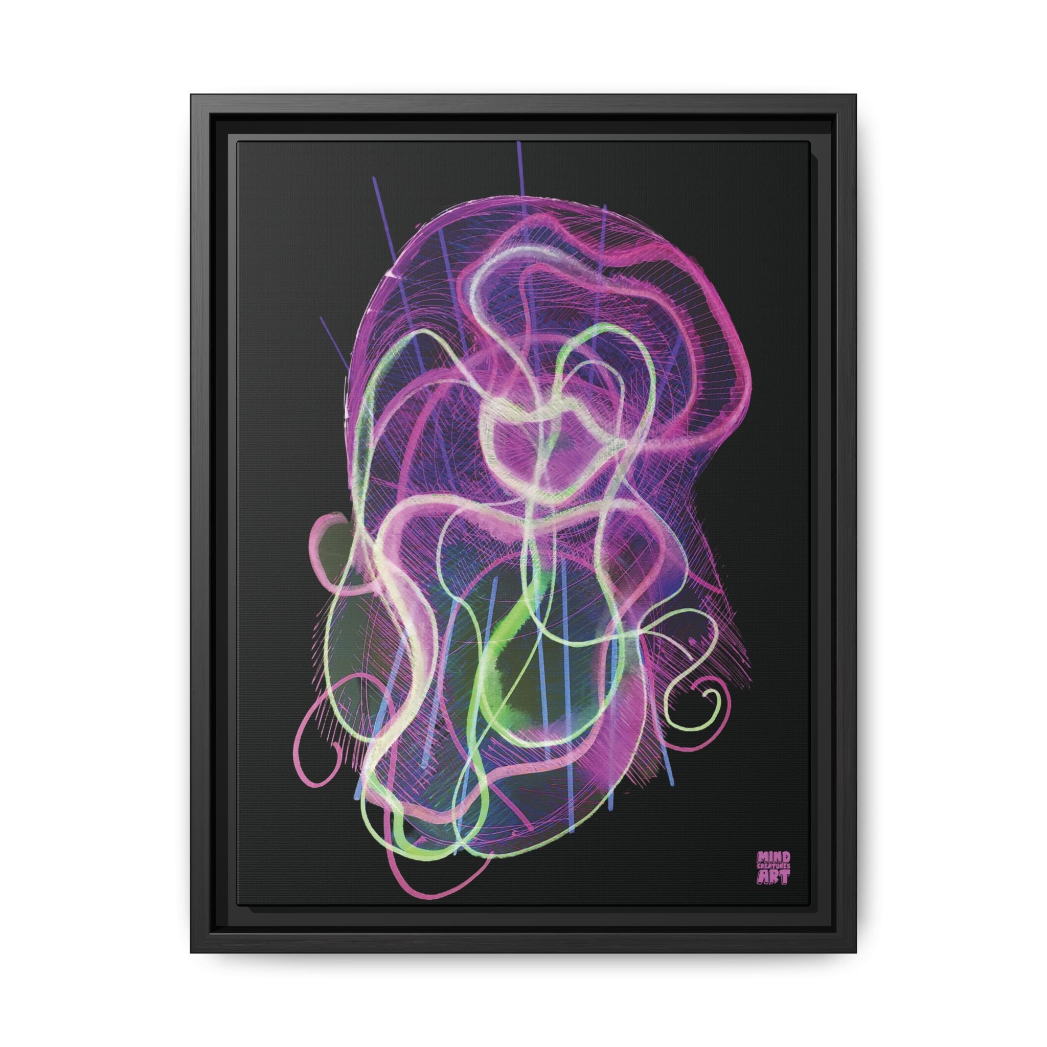 Davy Jones (Electric Pink, Black Background) Matte Canvas, Framed