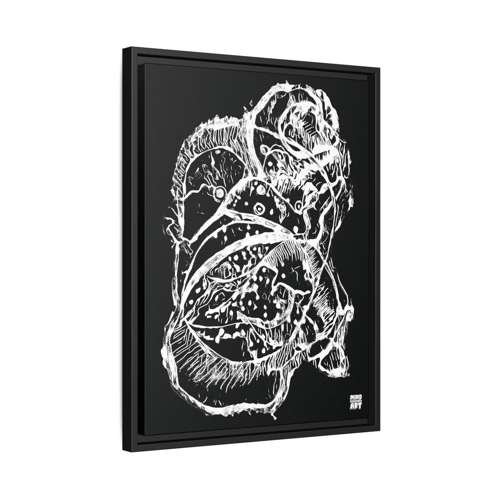 Exploration (White, Black Background) Matte Canvas, Framed