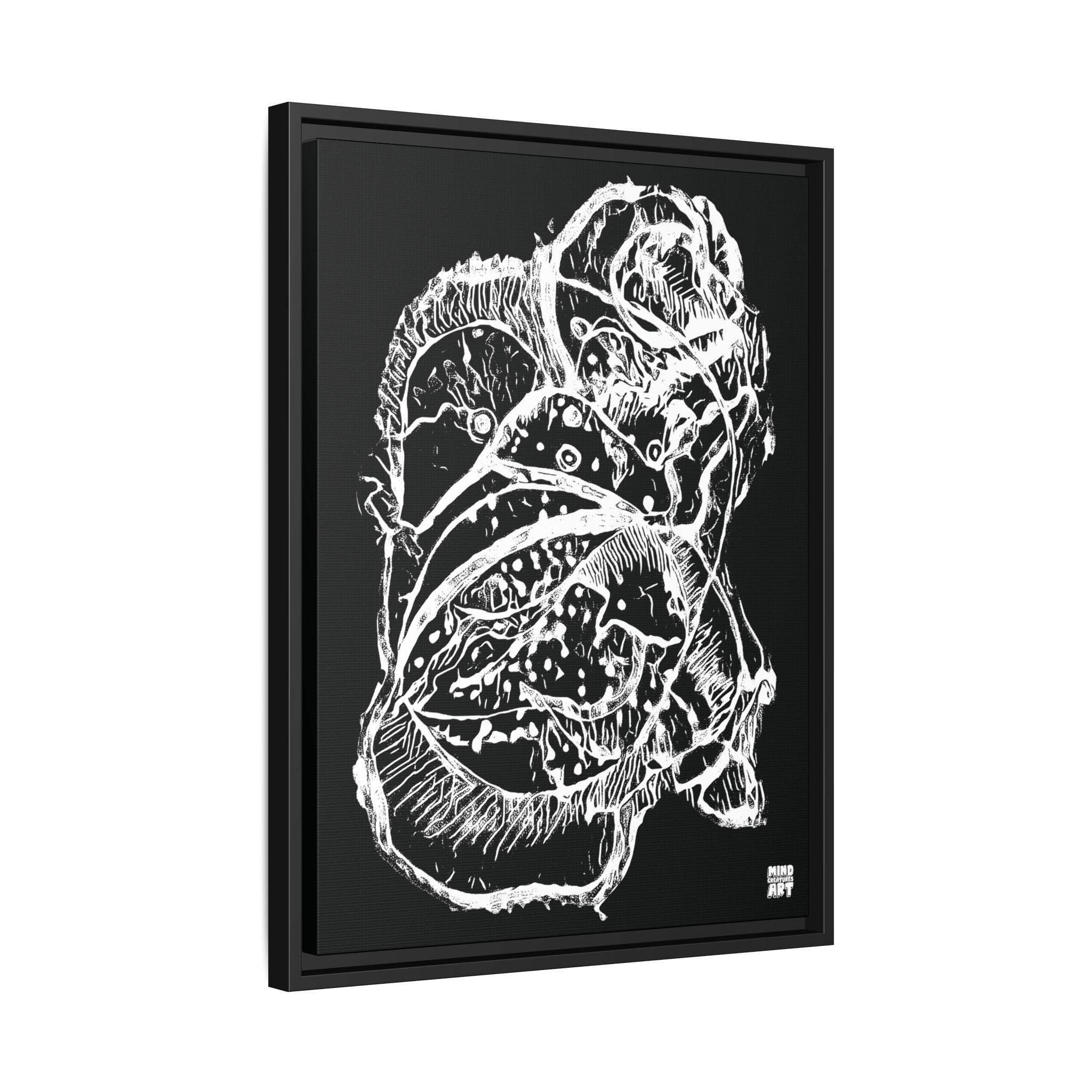 Exploration (White, Black Background) Matte Canvas, Framed