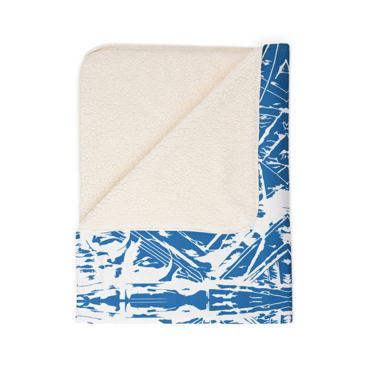 Love (White, Mirror, Blue Background) Fleece Sherpa Blanket